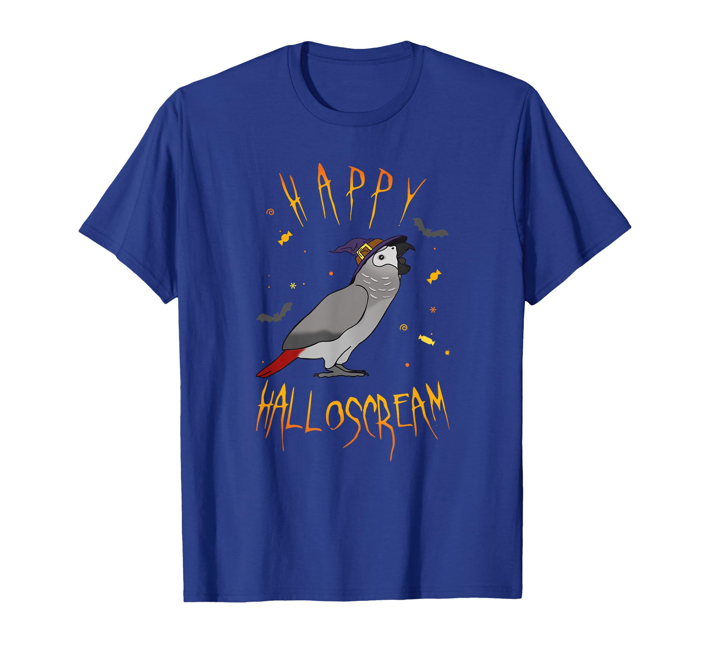 Happy Halloscream African Grey Parrot Witch Hat Birb memes T-Shirt