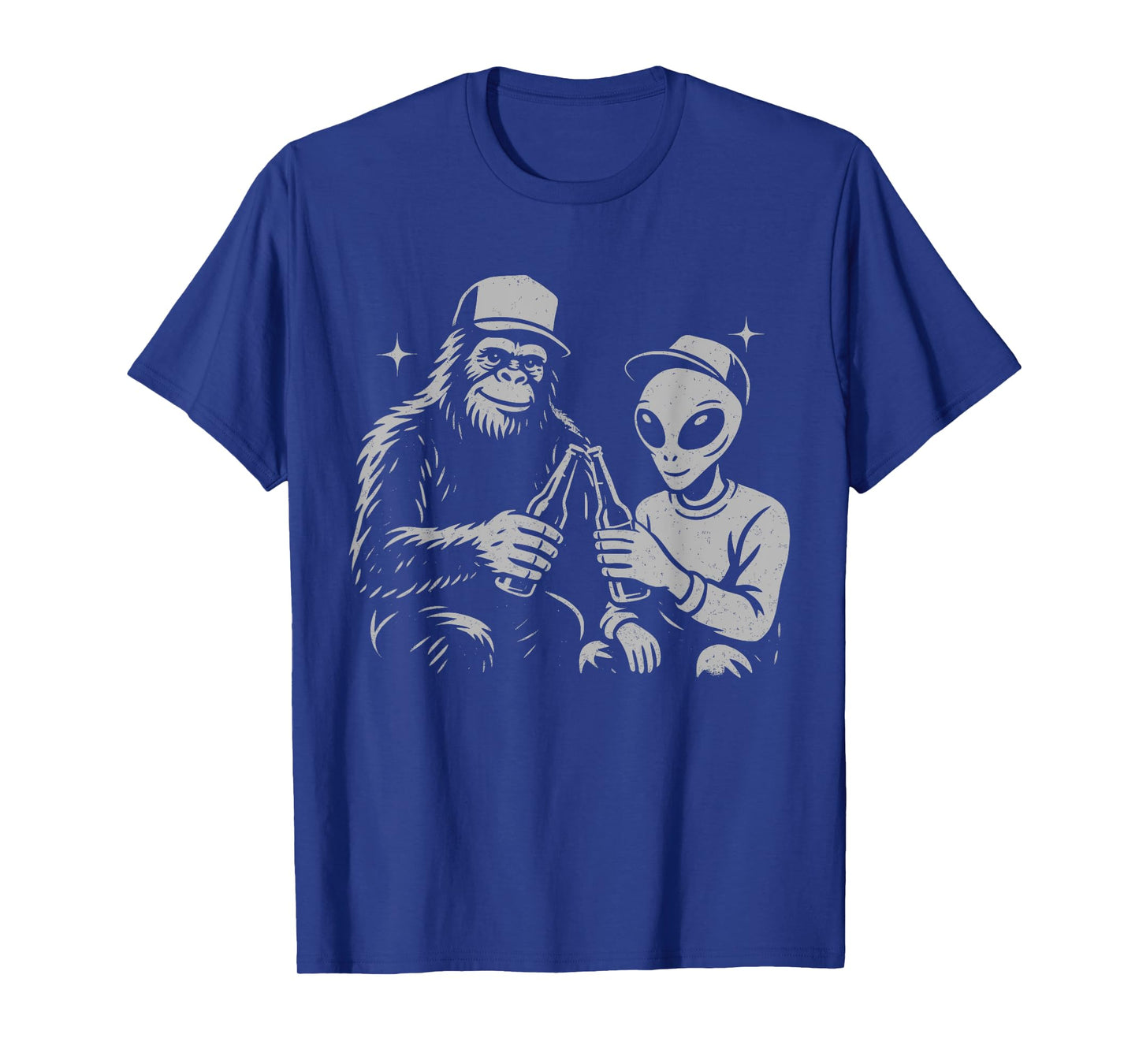 Retro Alien Bigfoot Cheers Funny Paranormal Drinking T-Shirt