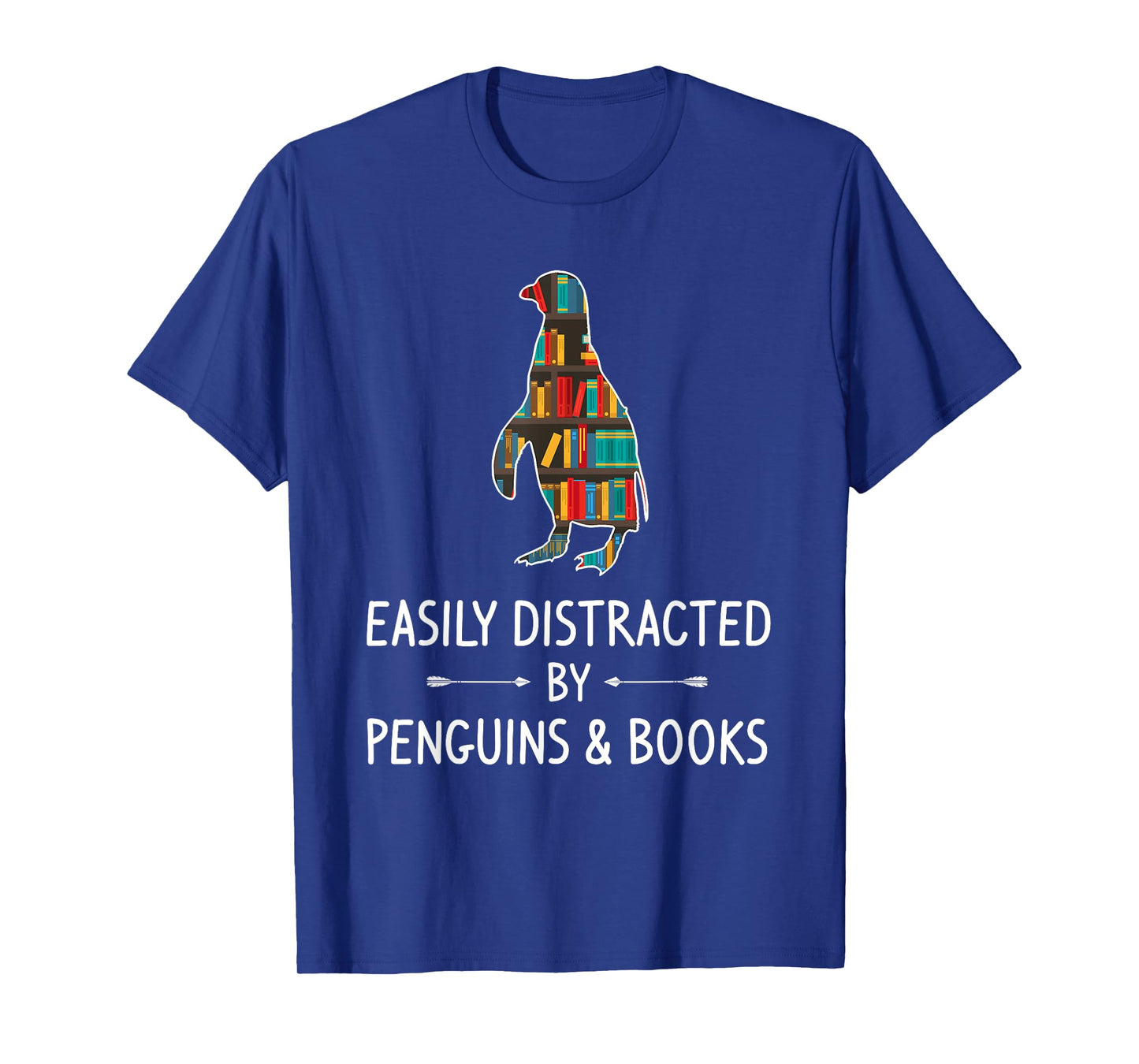 Easily Distracted By Penguins & Books Lover Gift Bird Animal T-Shirt