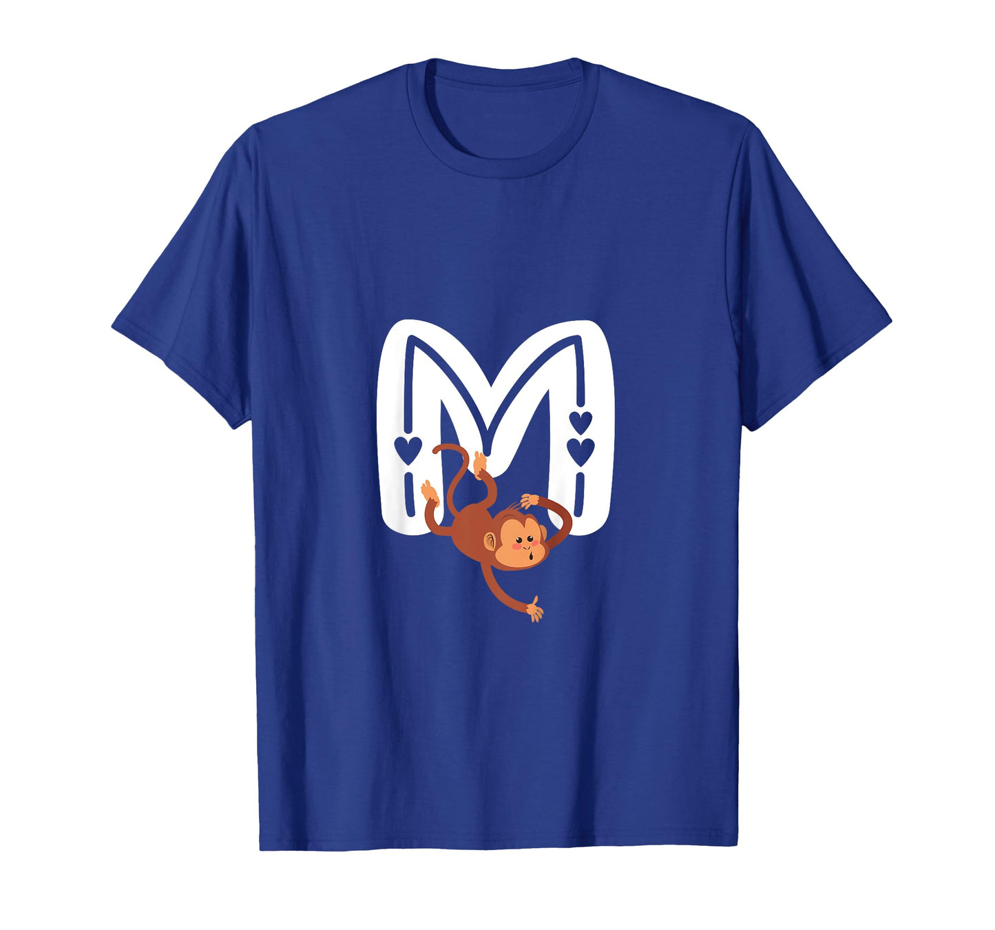 Cute Monkey Letter M Initial Alphabet Monogram Boys Girls T-Shirt