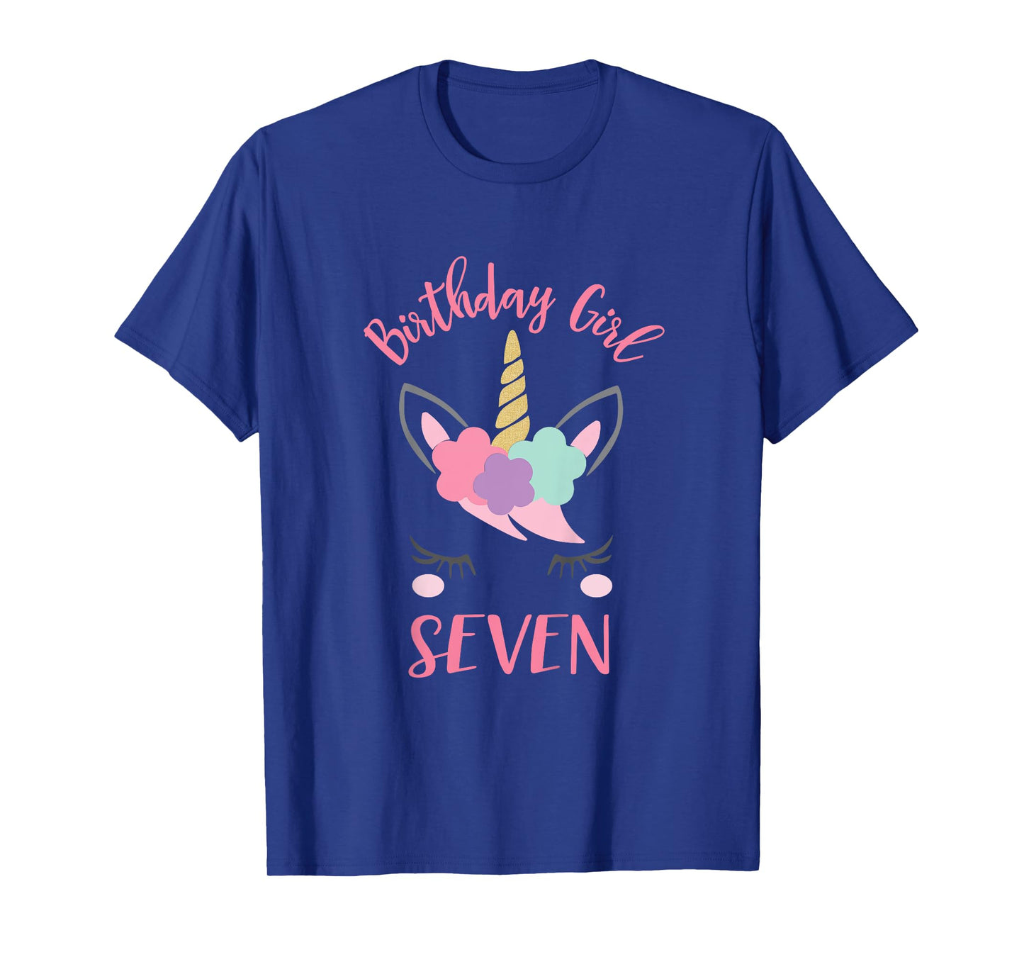 7th Birthday Shirt Girl Unicorn Seventh Birthday Outfit T-Shirt
