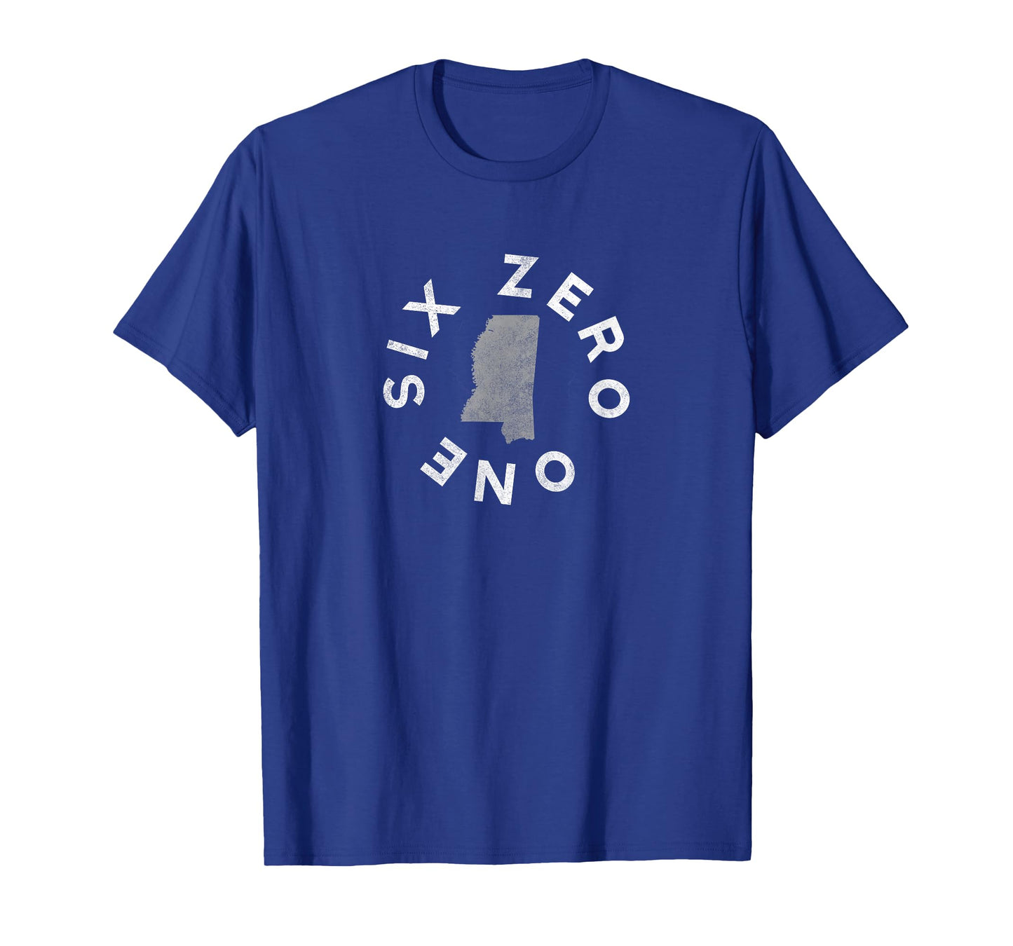 Vintage 601 Six Zero One Mississippi Outline Map T-Shirt