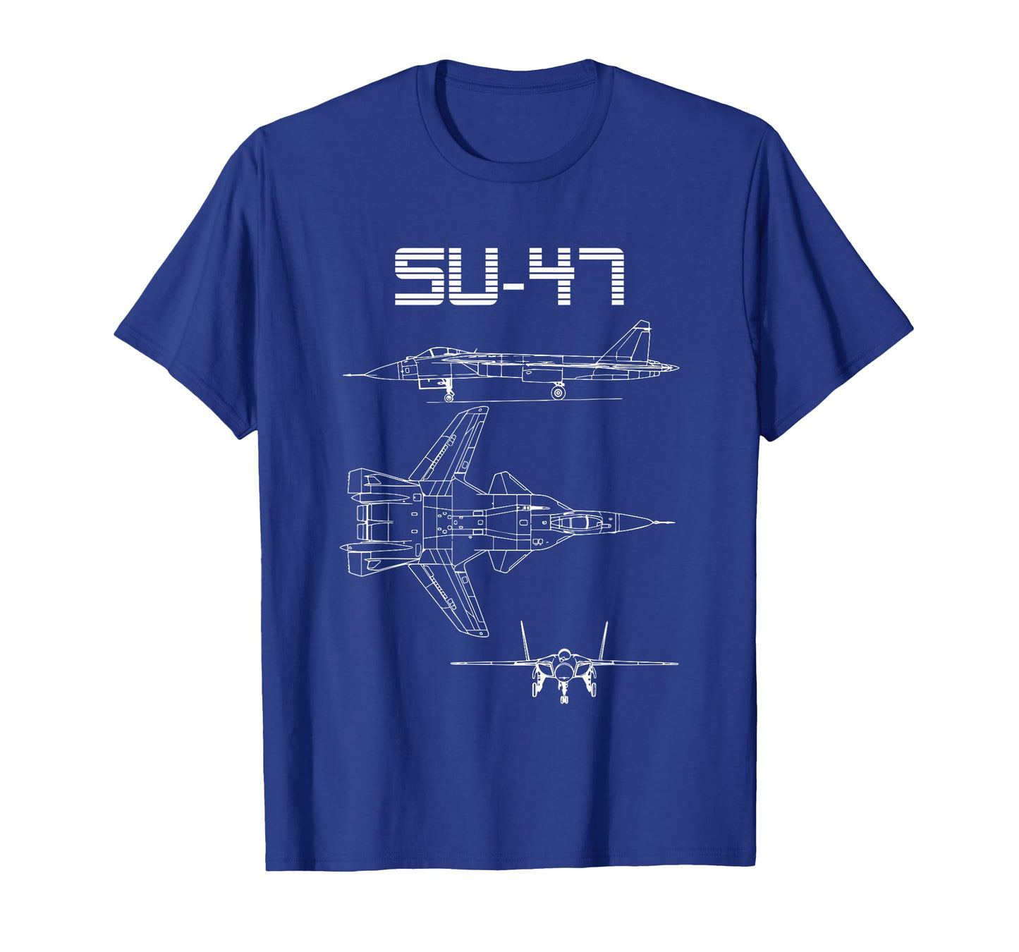 Su-47 Fighter Plane Warbird Blueprint Schematics Diagram T-Shirt