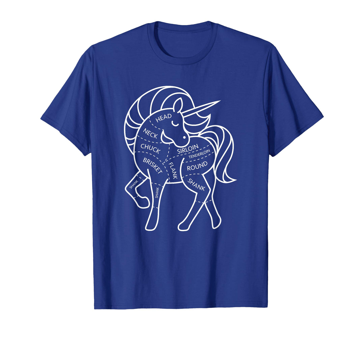 Magic Grass Fed Unicorn Meat Cuts Diagram Dark Humor T-Shirt