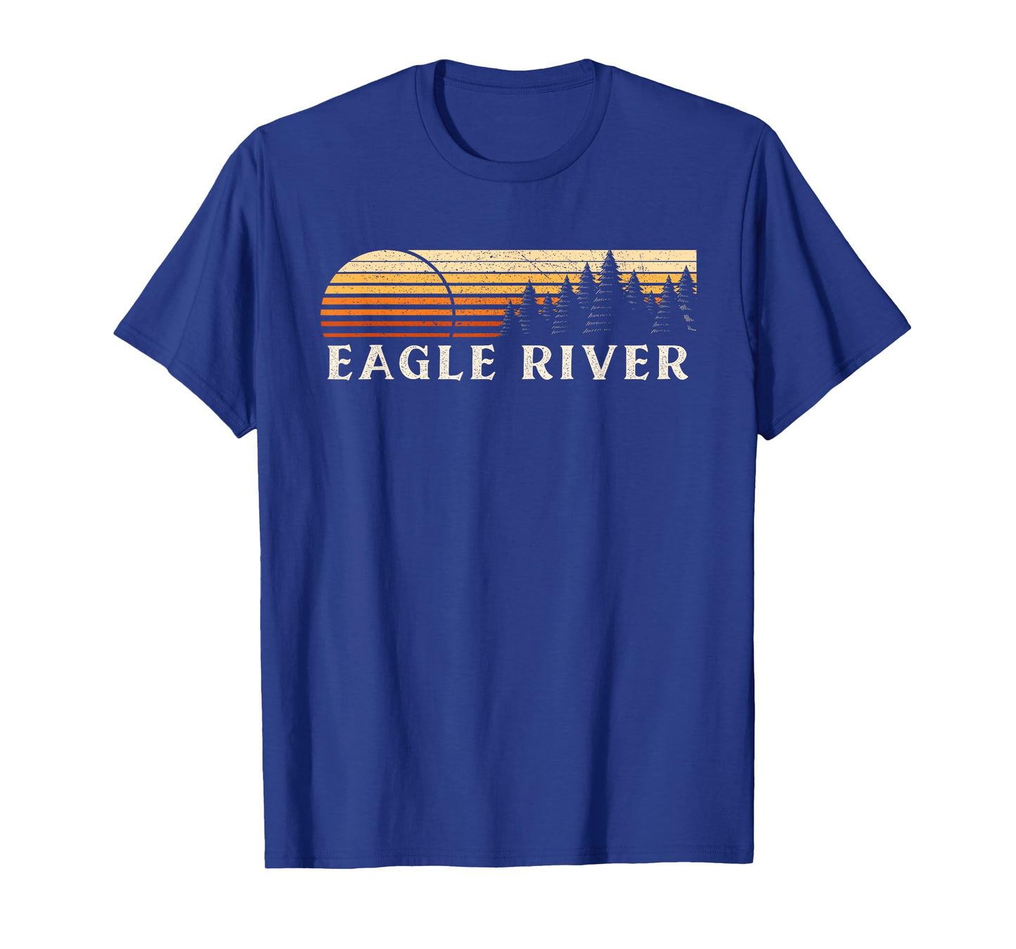 Eagle River, WI Vintage Evergreen Sunset Eighties Retro T-Shirt