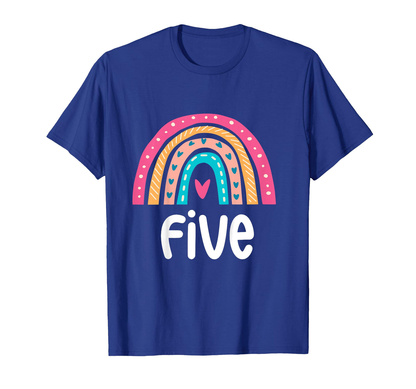 Girls 5th Birthday Shirt Rainbow Five - 5 Year Old Birthday T-Shirt
