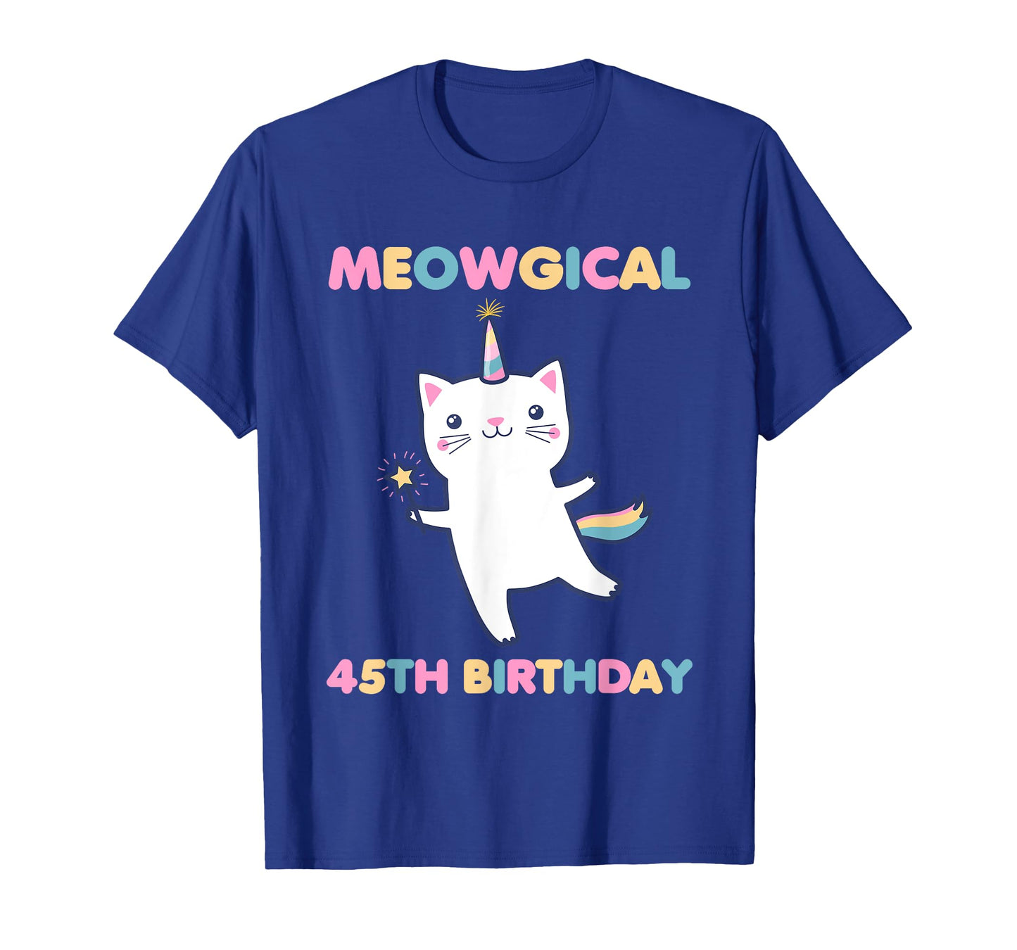 Meowgical 45th Birthday Kitty 45 Year Old Funny Cat Lover Men Women Girls Kids T-Shirt