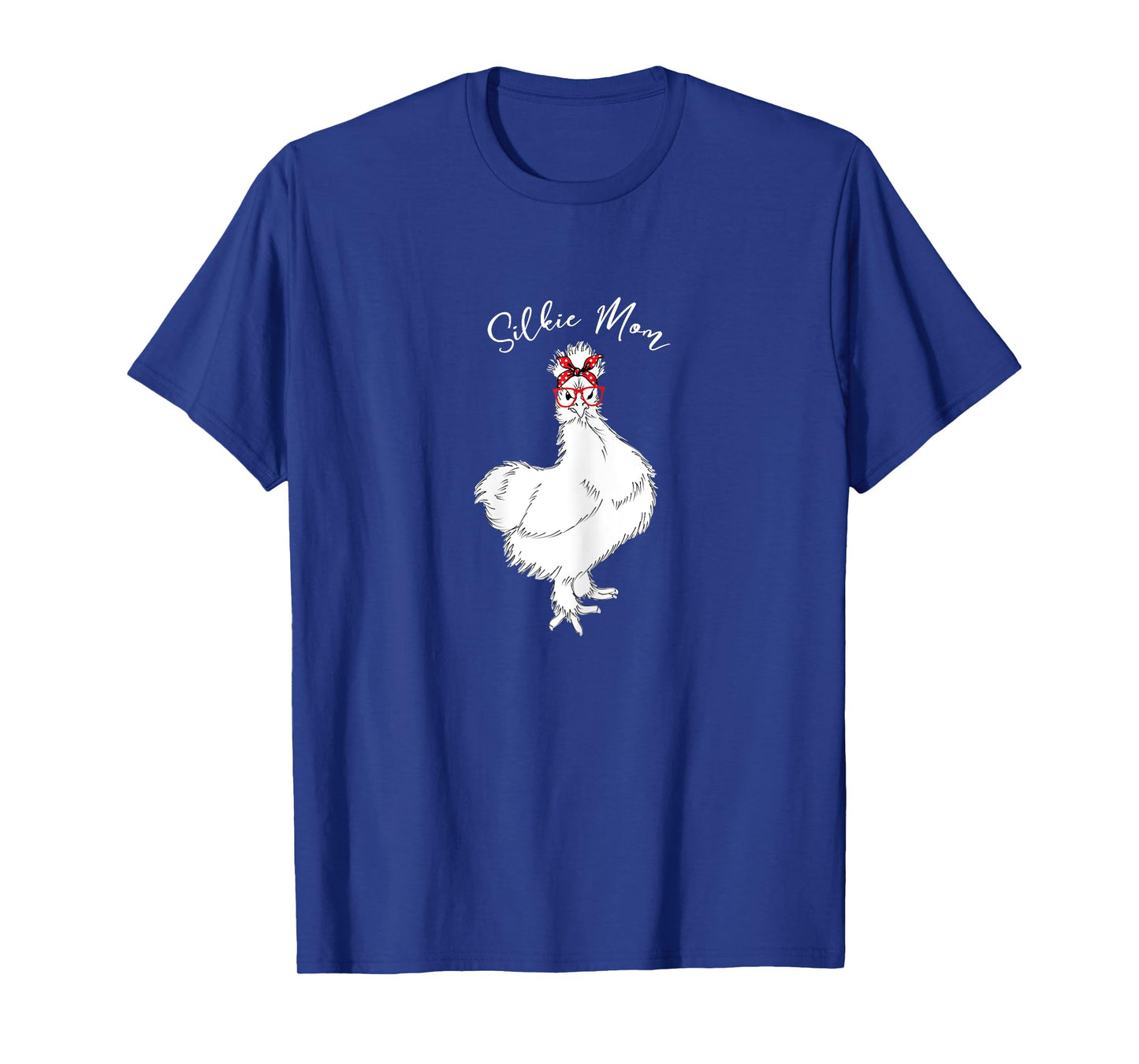 Womens Silkie Mom | Cool Silkie Chicken with Red Bandana & Glasses T-Shirt