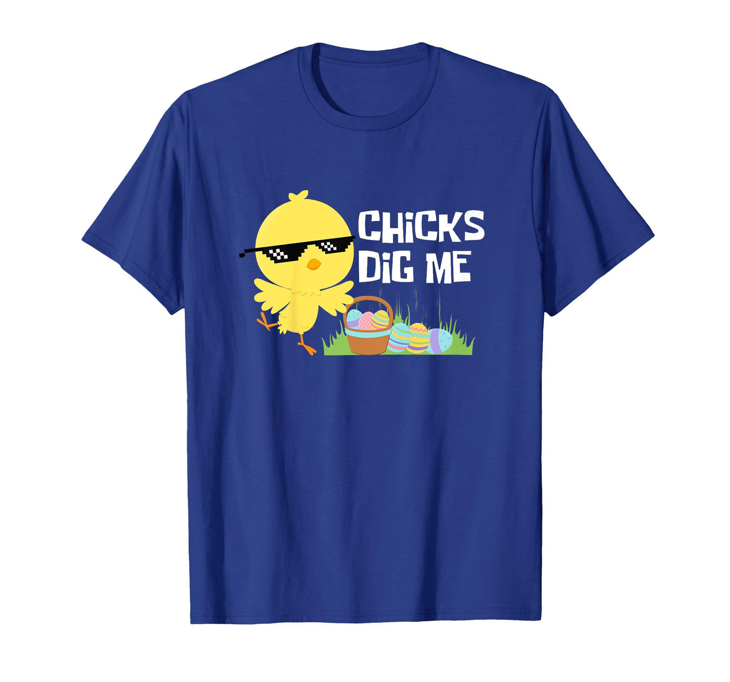 Kids CHICKS DIG ME Funny Easter Joke Egg Basket Cute Toddler Boys T-Shirt