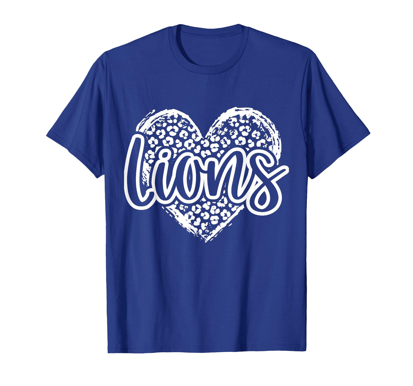 Leopard Cheetah Heart LIONS School Spirit Top Distressed T-Shirt