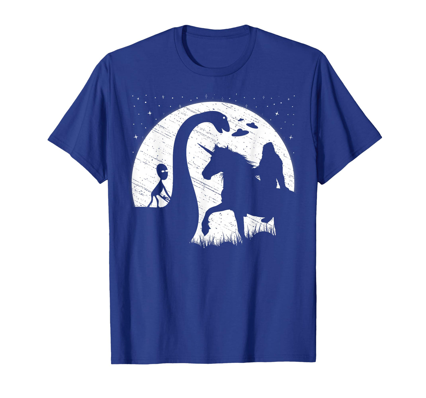 Funny Alien Riding Loch Ness Monster Nessie Bigfoot Unicorn T-Shirt