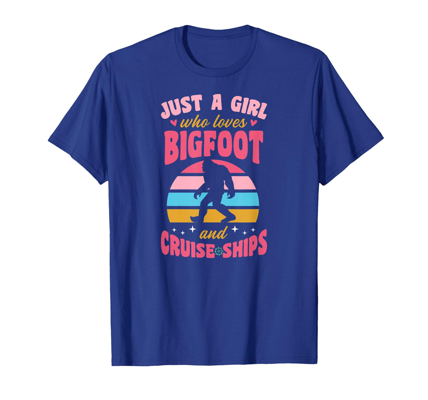 Just A Girl Who Loves Bigfoot And Cruise Ships Retro 70s T-Shirt