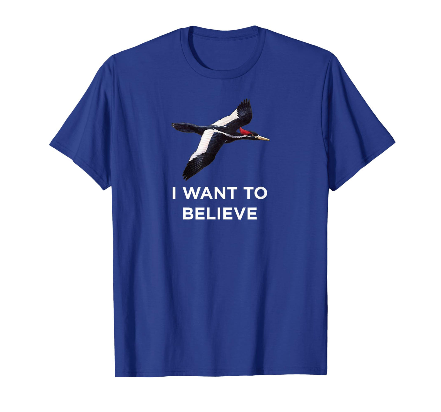 Bird Nerd Wear Ivory Calculated Woodpecker I Want To Believe T-Shirt