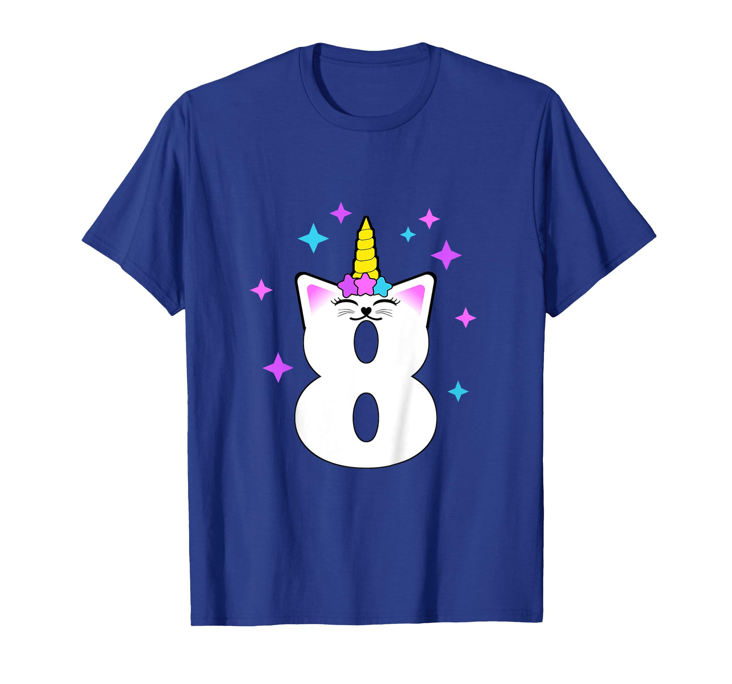 8 Year Old Cat Unicorn Caticorn 8th Birthday Party Girls T-Shirt