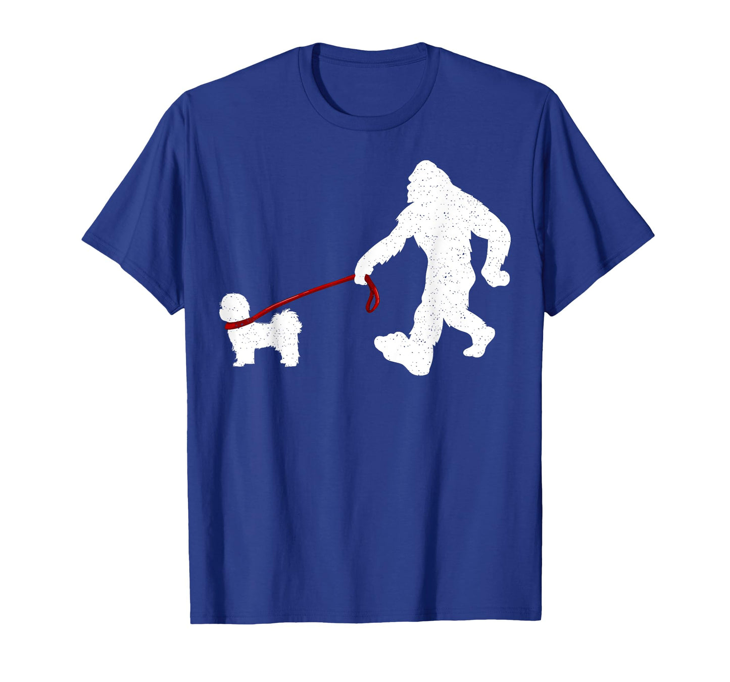 Funny Bigfoot Walking With Shih Tzu Dog Lover Bigfoot Men Women Kids T-Shirt