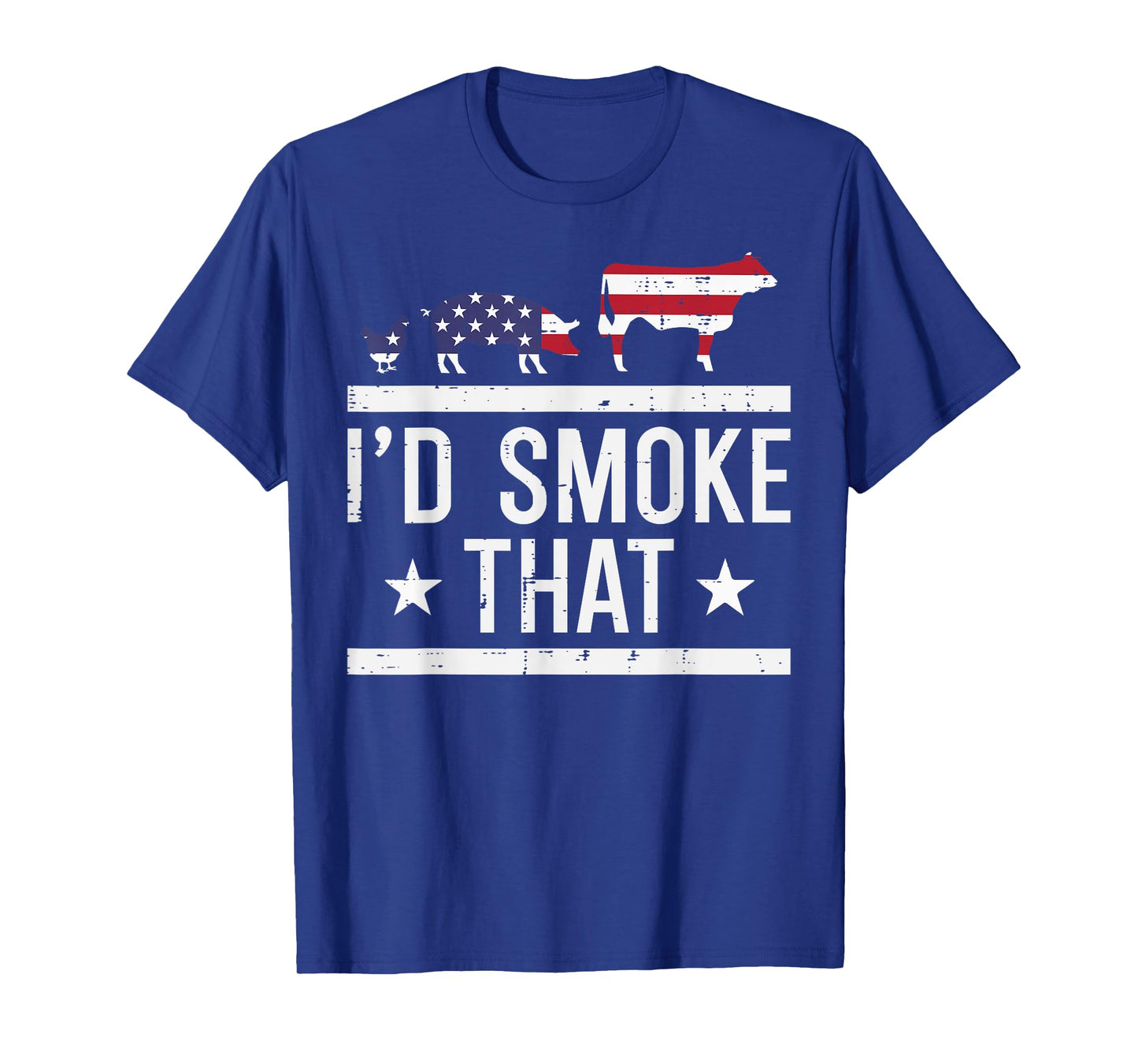 Id Grill That Chicken Pig Cow US Flag Bbq Barbecue 4th July T-Shirt