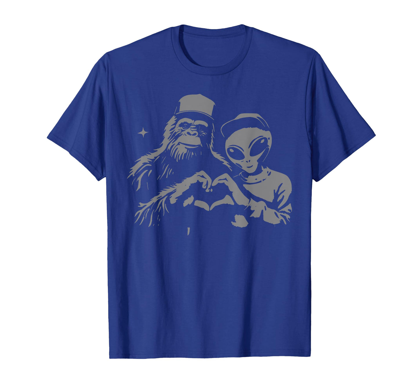 Vintage Bigfoot & Alien Relationship Couple Funny Graphic T-Shirt