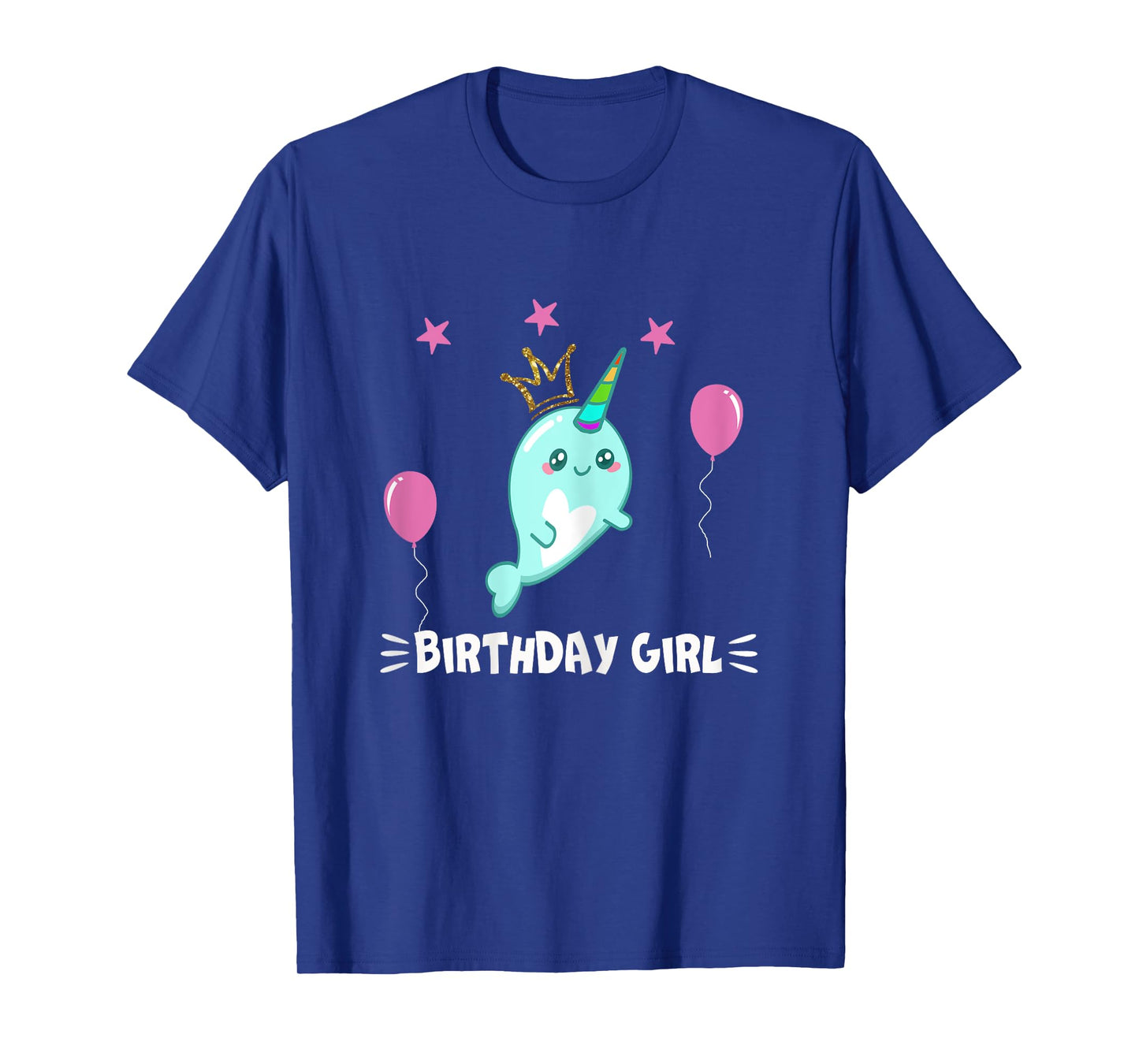 Cool Cute Narwhal balloons Girls Birthday Party Animal T-Shirt