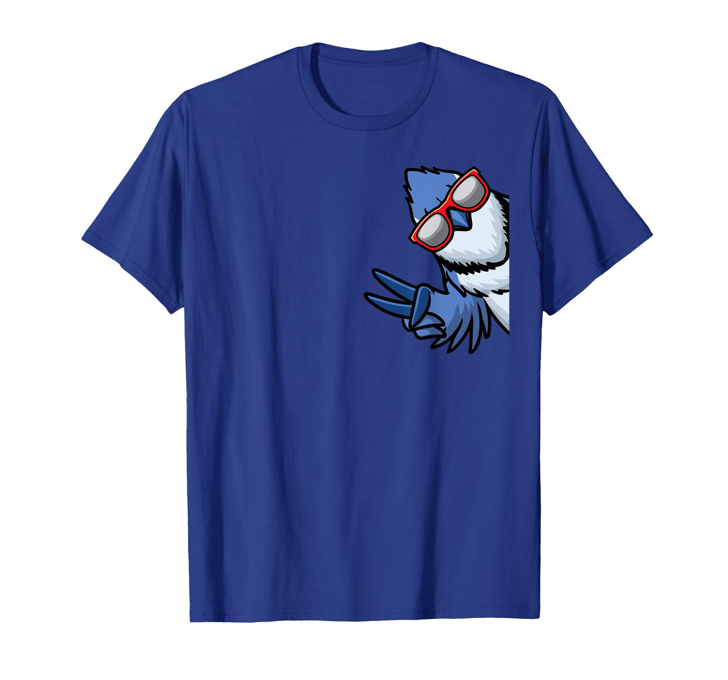 Blue Jay Bird Cyanocitta Cristata From Side With Sunglasses T-Shirt