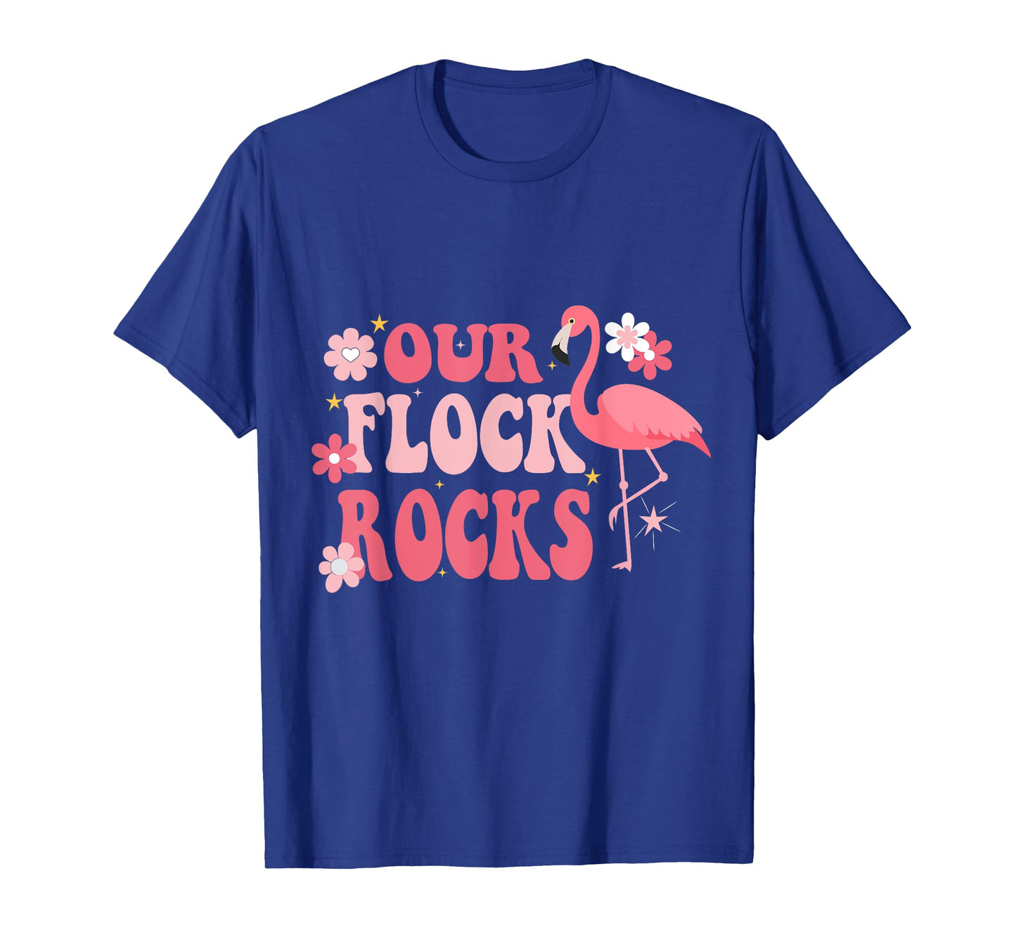 Our Flock Rocks Flamingo Mother's Day Groovy T-Shirt