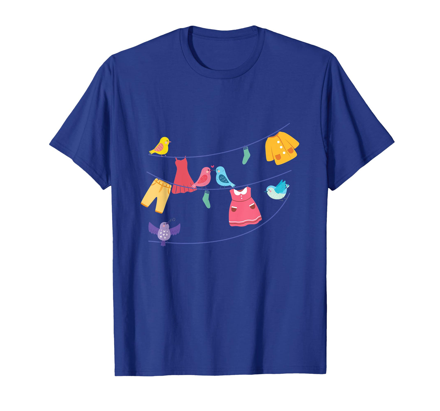 Laundry Birds Hanging On Clothes Line Bird Lover Rope Gift T-Shirt