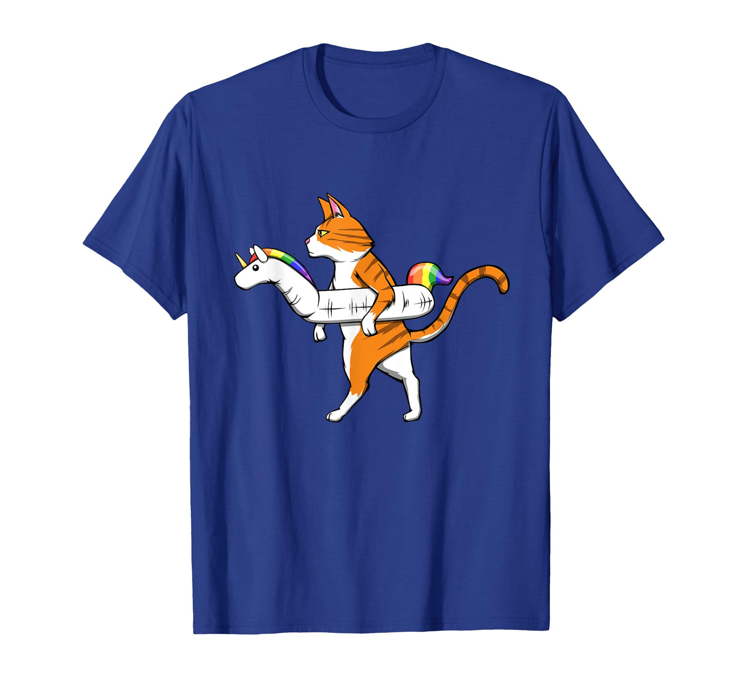 Funny Cat with Unicorn Swimming Ring Pool Cats T-Shirt