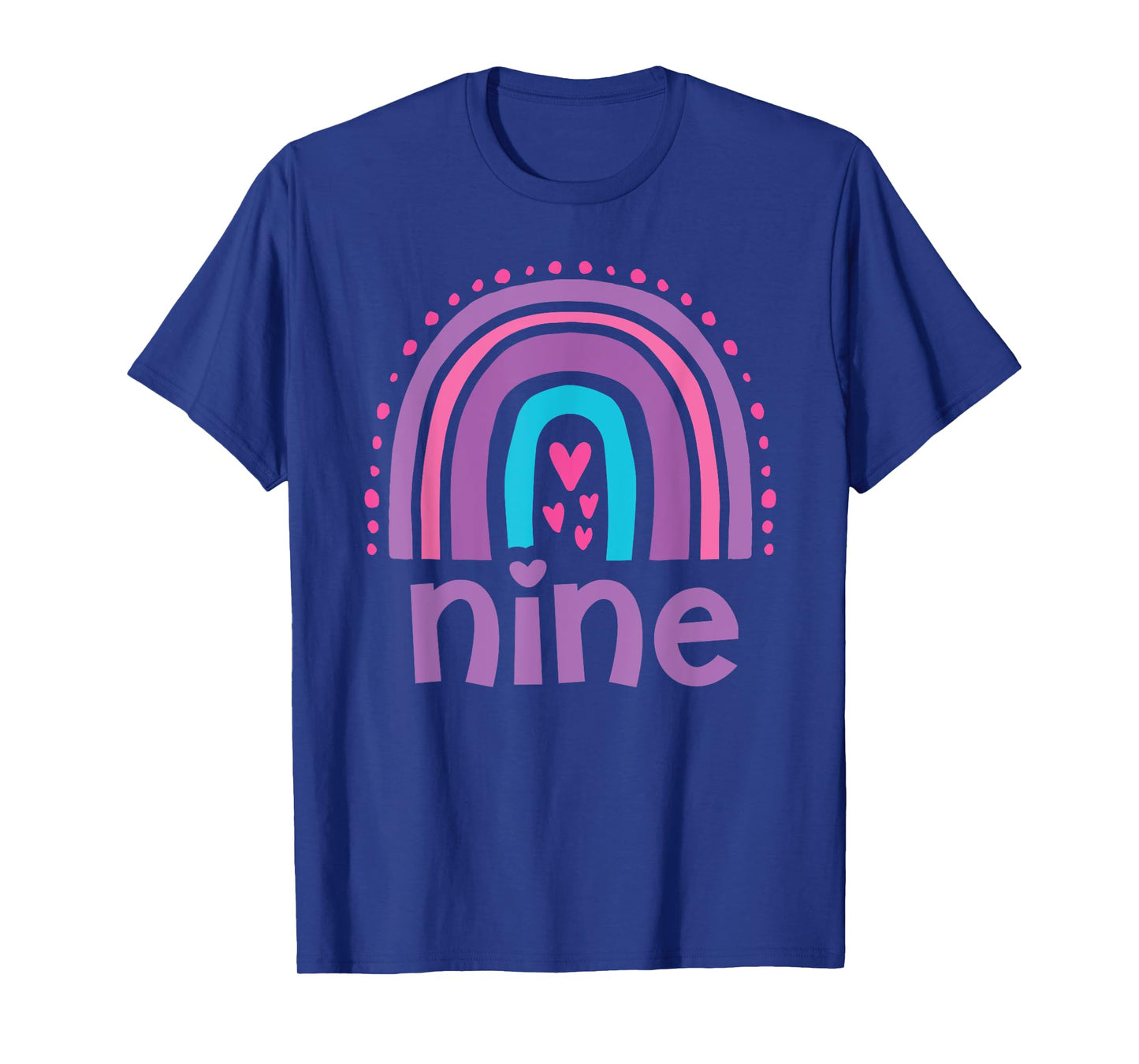 Girl's 9th Birthday Boho Rainbow Nine 9 Years Old Colorful T-Shirt