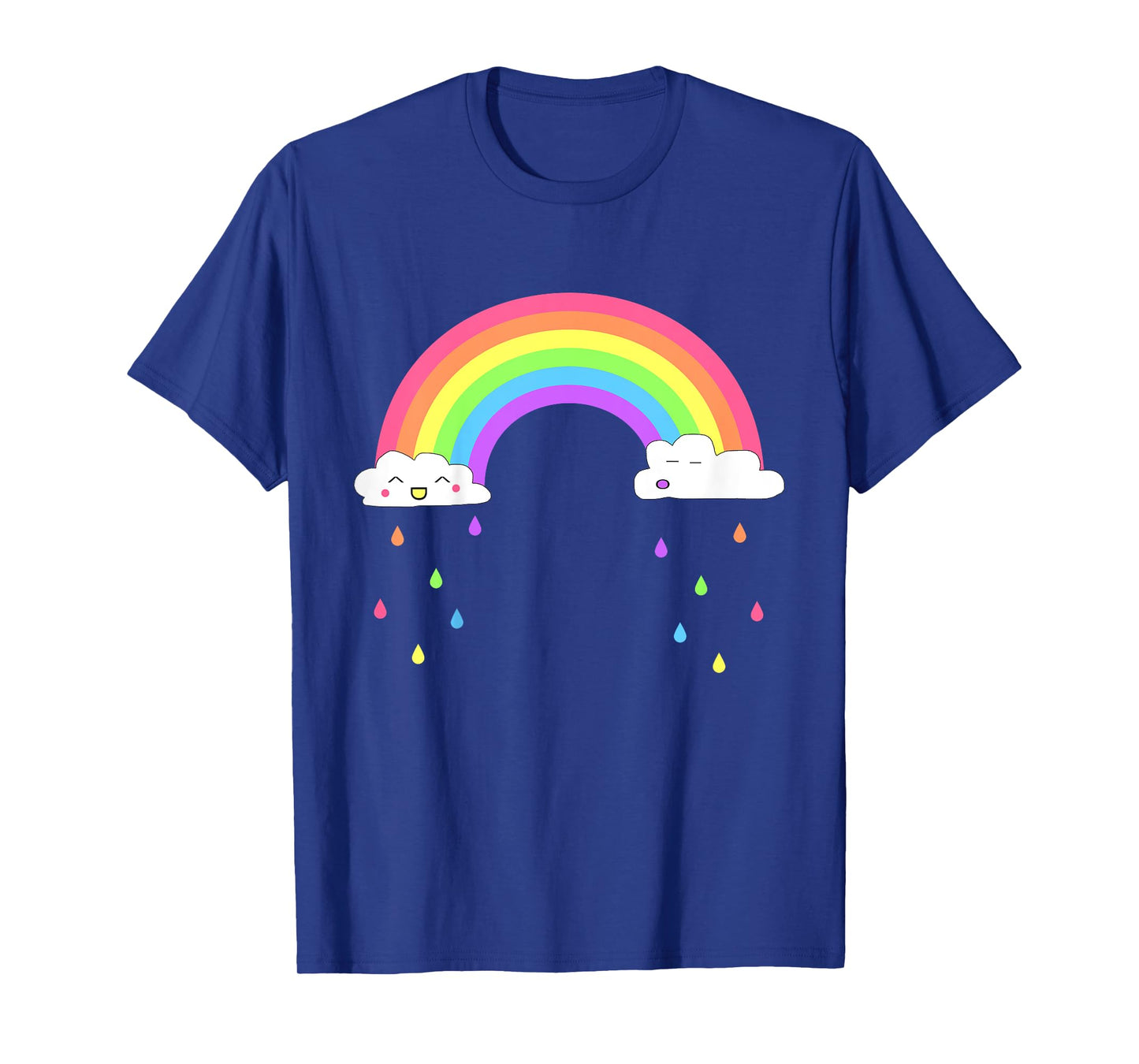 Kids Smiling Happy Rainbow Raining Clouds Cute T-Shirt for Girls T-Shirt