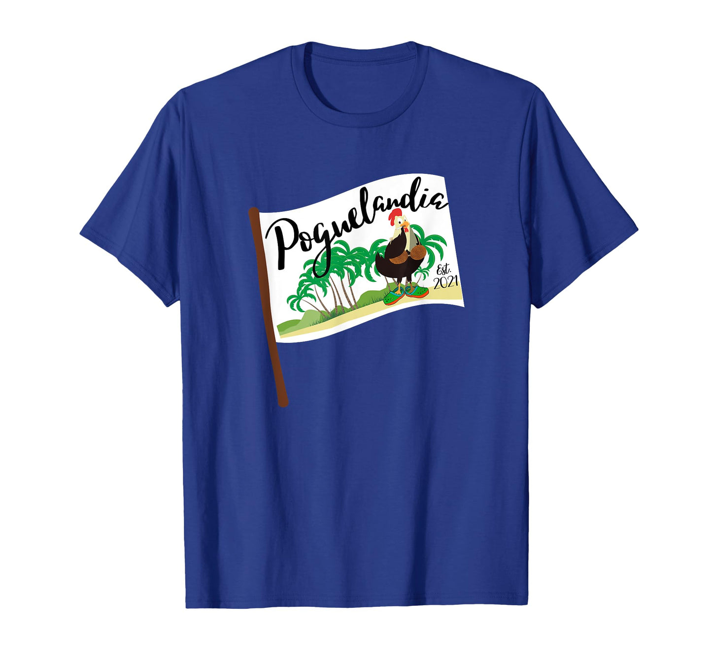 Bliss and Co. Tees Poguelandia Flag with Chicken in Coconut Bra Grey Women's T-Shirt Small