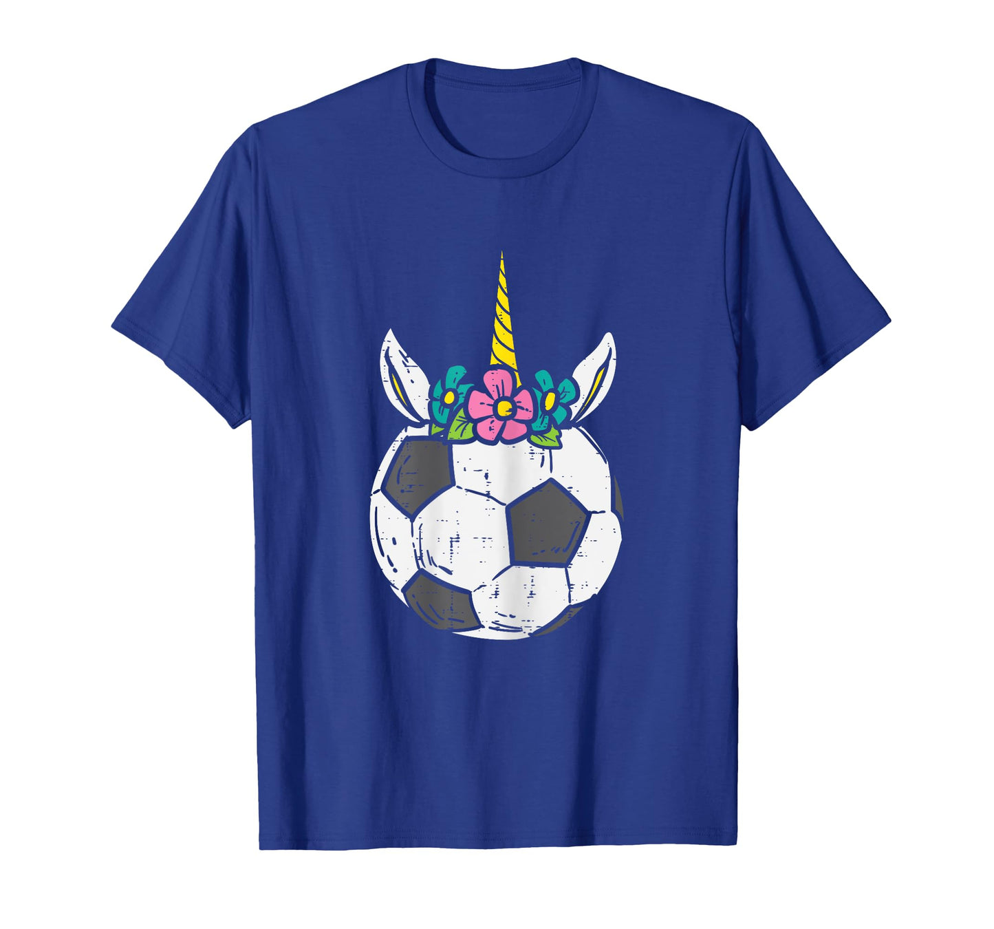 Unicorn Head Soccer Ball Cute Football Player Girls Women T-Shirt