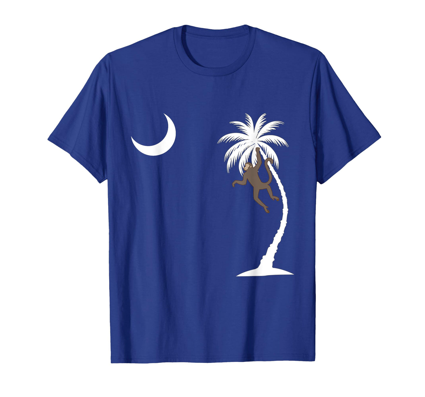 Monkey in a Palm Tree looking at a crescent moon SC Flag T-Shirt