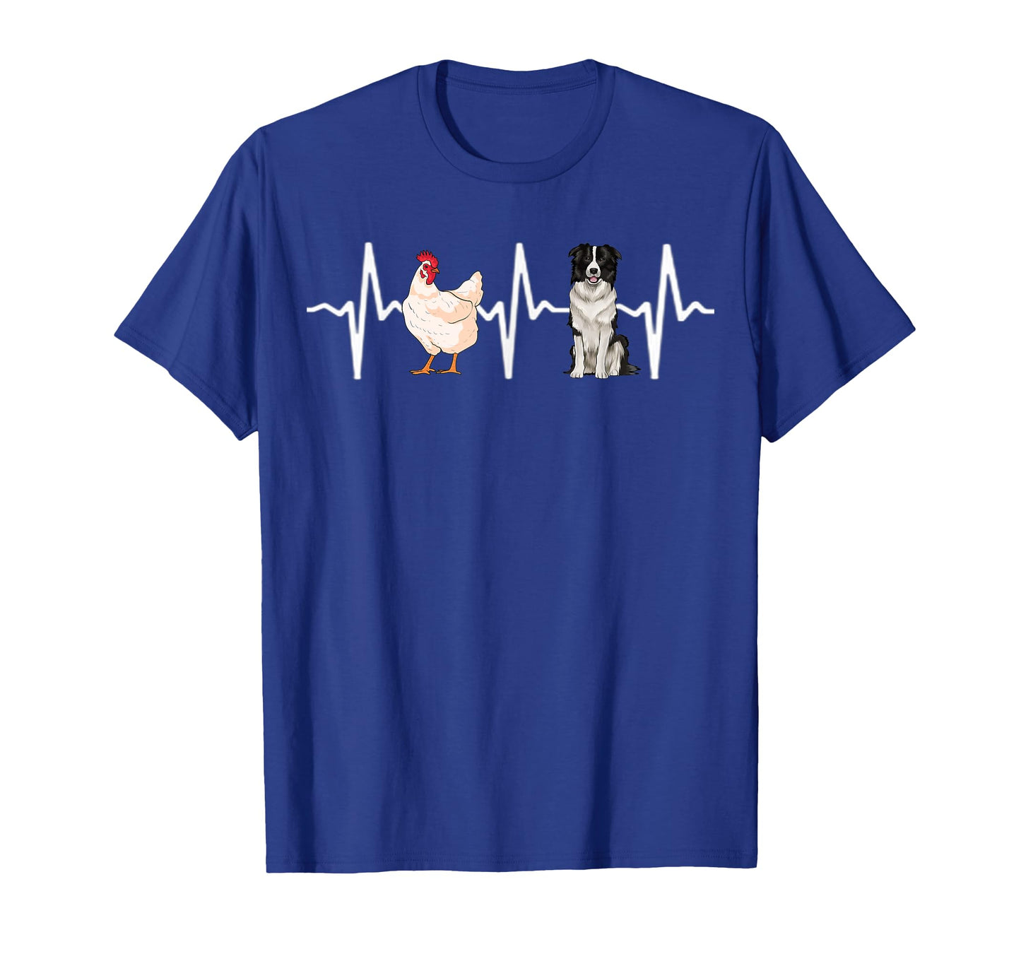 Hen Chicken Border Collie Heartbeat Dog Lover T-Shirt