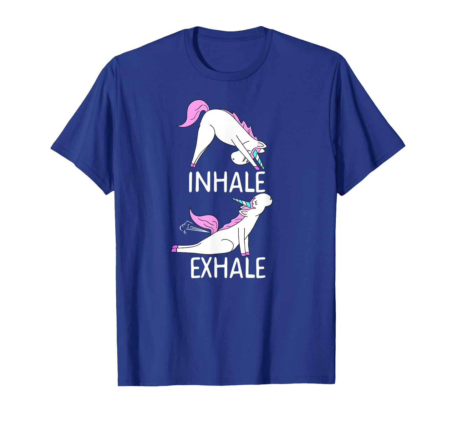 INHALE EXHALE Funny Farting Unicorn Yoga Meme T-Shirt