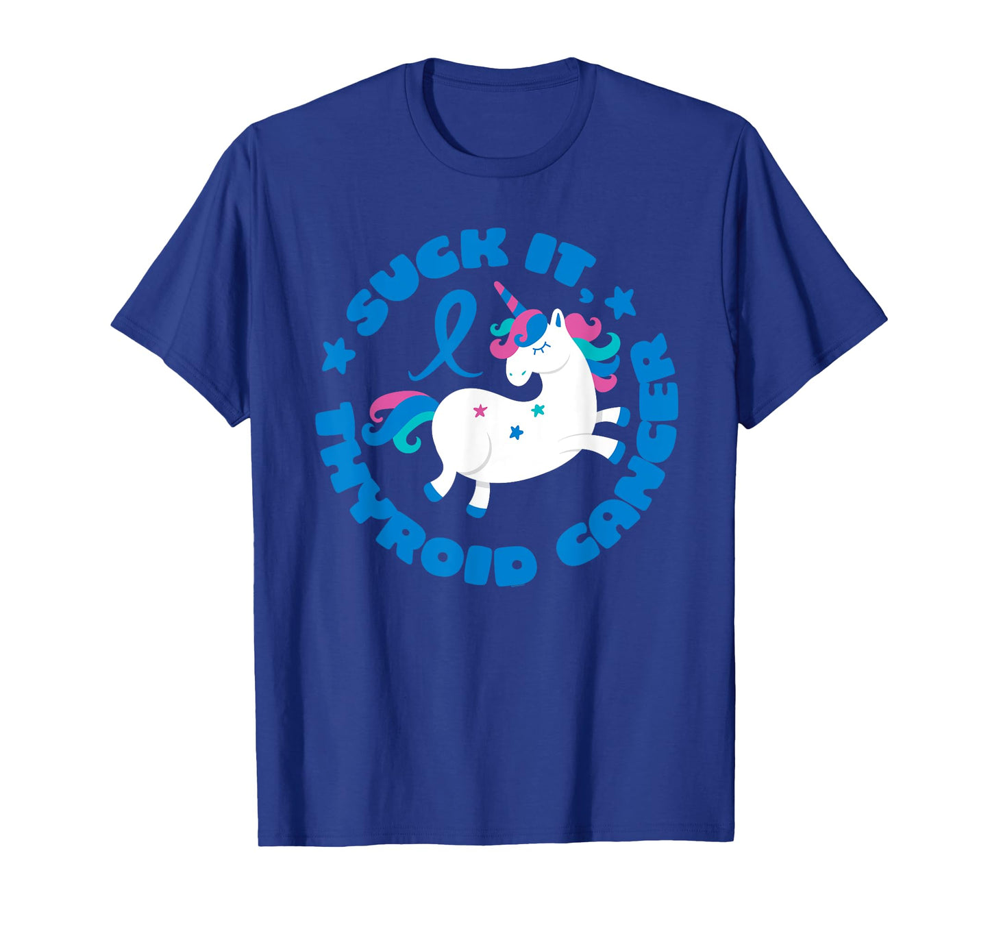 Unicorn Suck It Thyroid Cancer Fighter Survivor Awareness T-Shirt