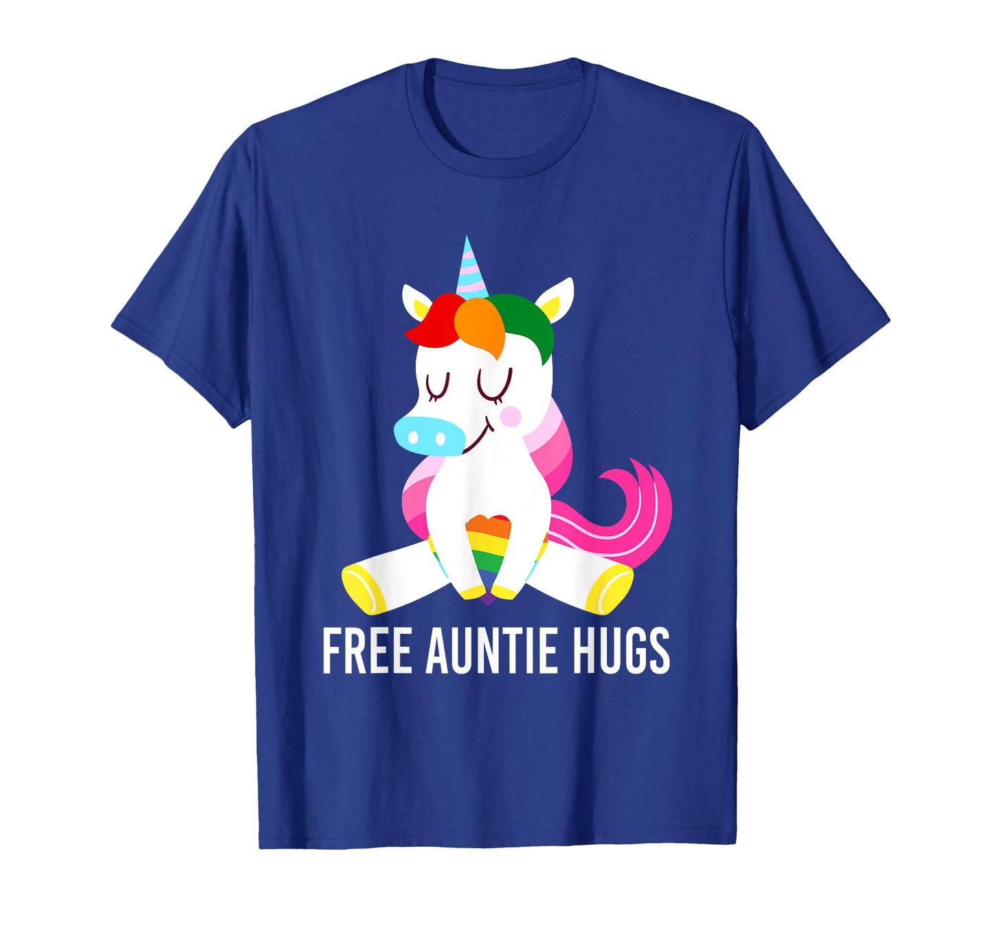 Free Auntie Hugs Unicorn Rainbow Flag LGBT Gay Pride Month T-Shirt