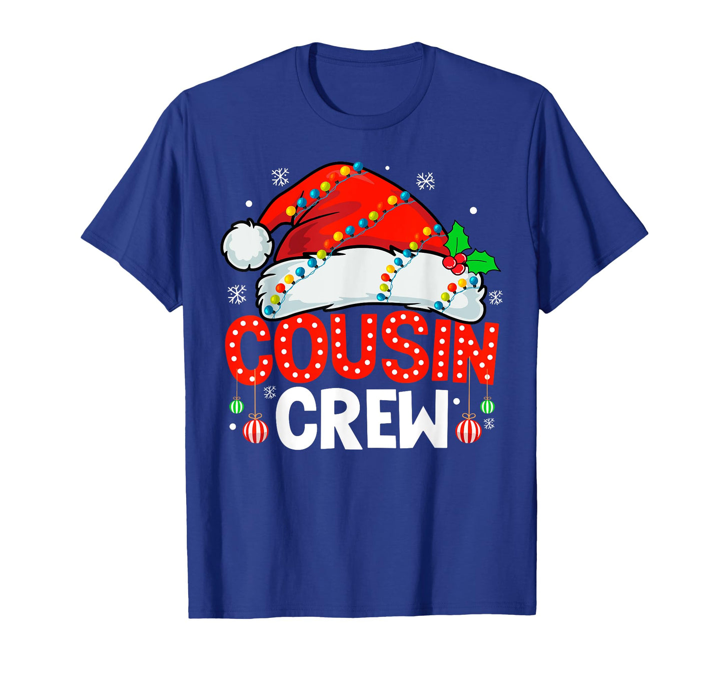 Cousin Crew Christmas Xmas Lights Family Matching Santa Hat T-Shirt