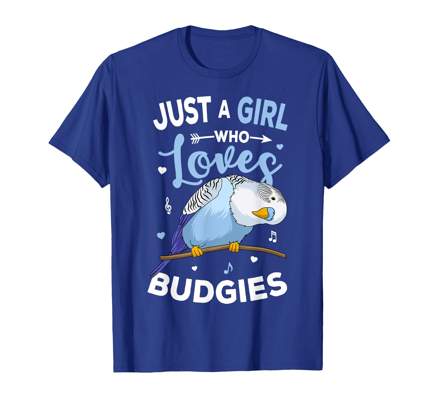 Just A Girl Who Loves Budgies Blue Parakeet Budgerigar Girls T-Shirt
