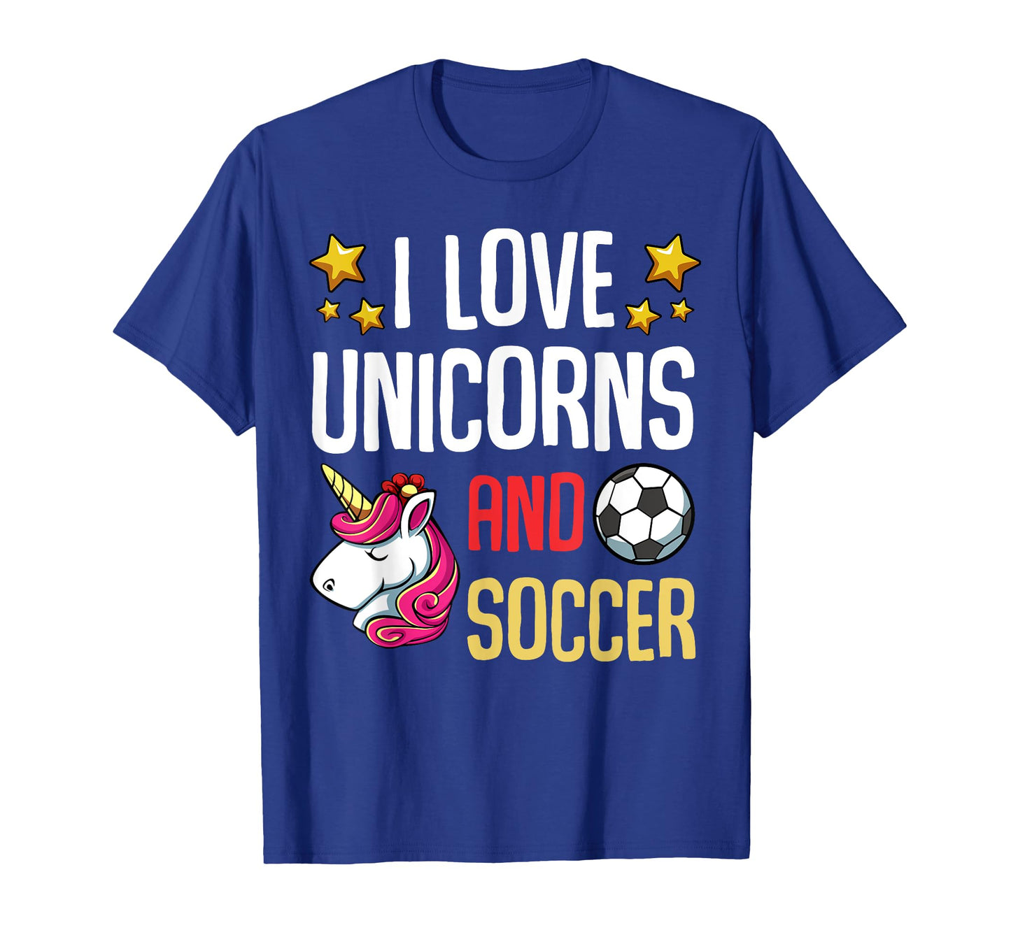 I Love Unicorns And Soccer Field Funny Football Team Player T-Shirt