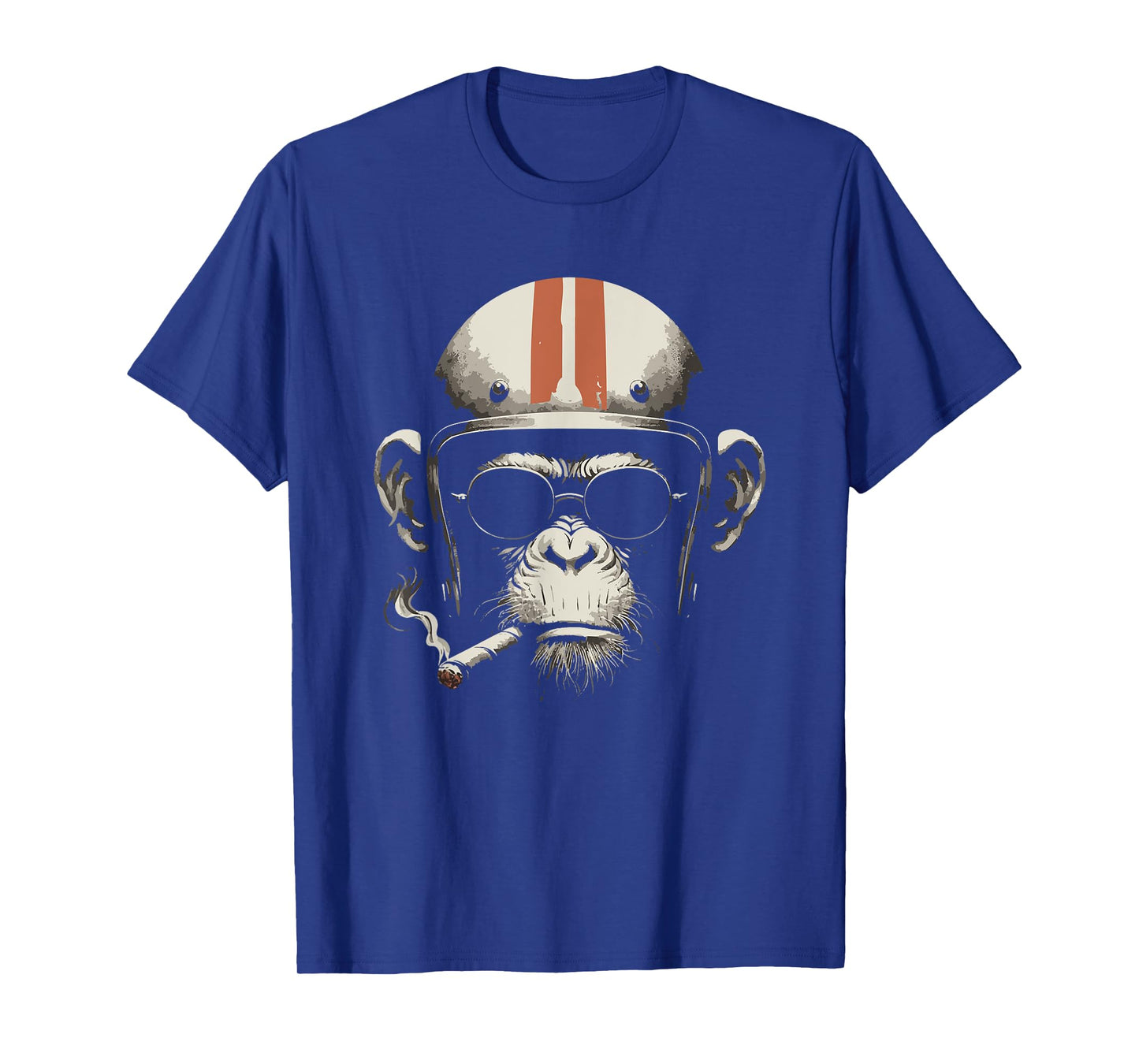 Cigar smoking monkey retro vintage motorcycle biker helmet T-Shirt