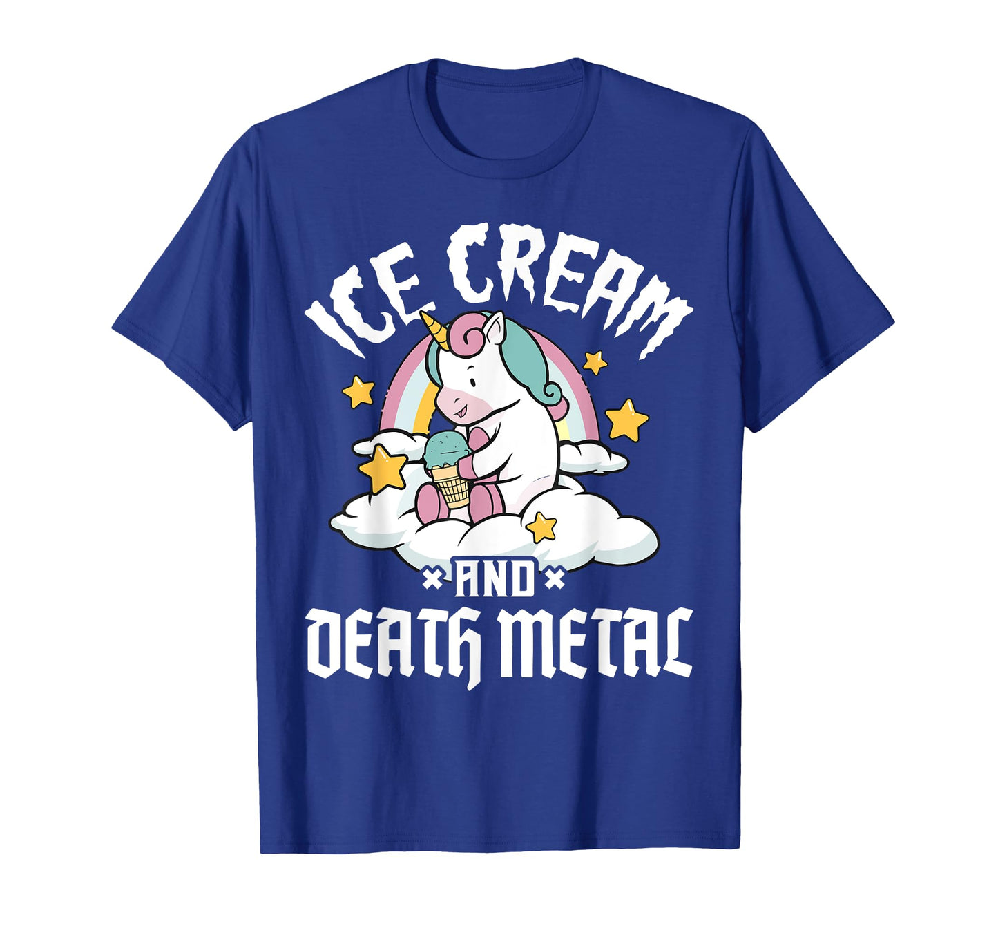 Unicorn Retro Rainbow Heavy Metal Ice Cream And Death Metal Men Women Girls Kids T-Shirt