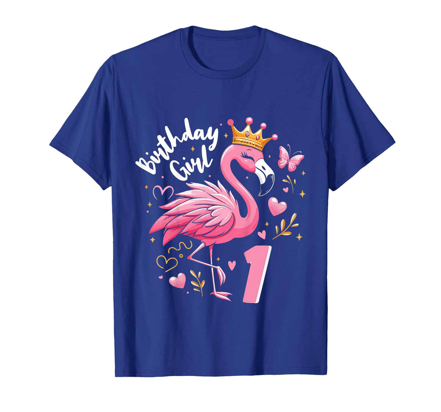 Kids 1st Birthday Gift Flamingo Fan 1 Year Old Girls 1st Bday T-Shirt