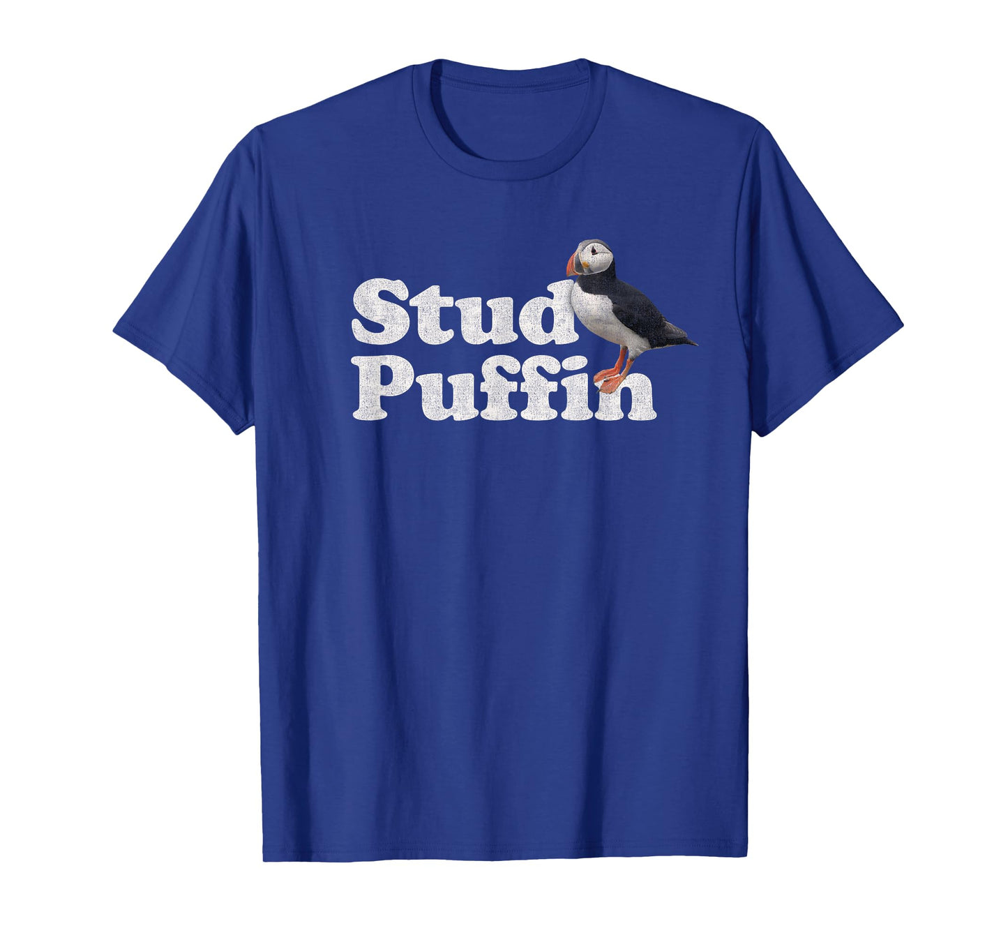 Stud Puffin T-Shirt - Retro Vintage Style - Black - Unisex-Adults - Short Sleeve - Classic Fit - Cotton Blend - Small