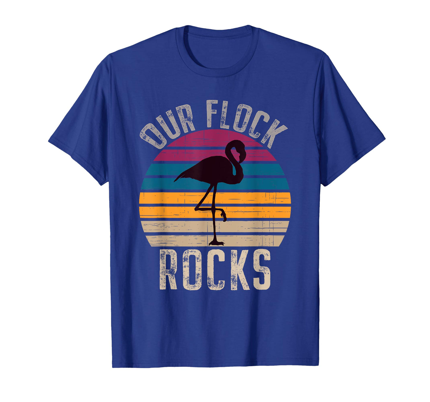 Our Flock Rocks Retro Vintage Flamingo Mothers Day Family T-Shirt