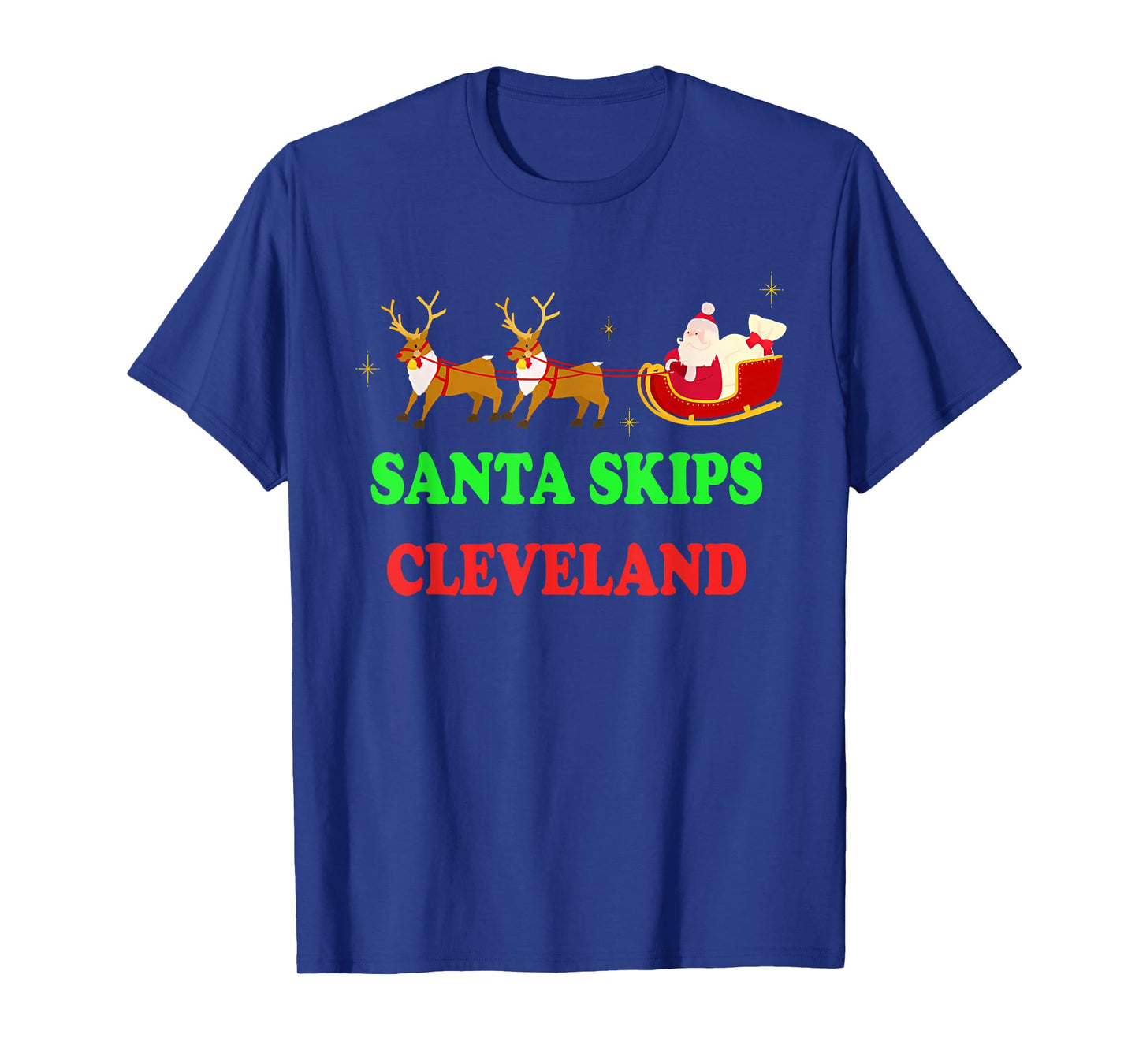 Santa Skips Cleveland Santa Reindeer Funny Xmas Christmas T-Shirt