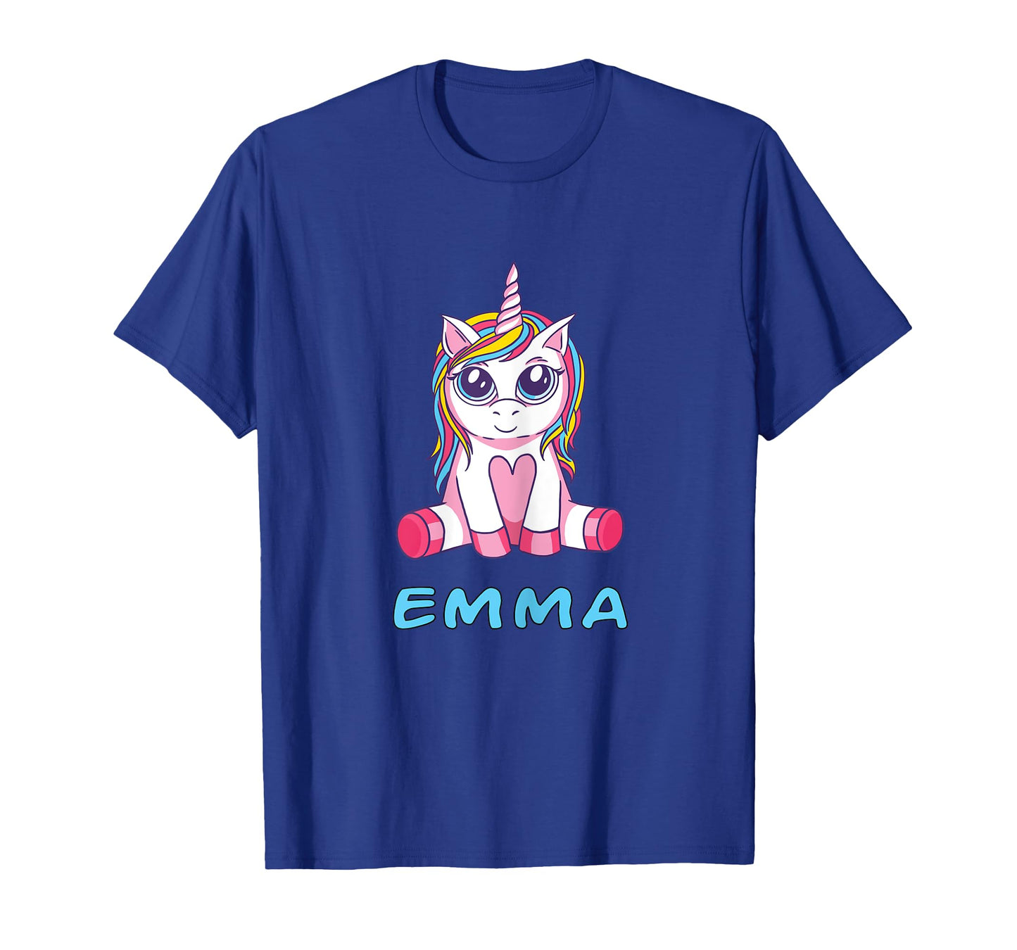 Emma unicorn name baby child girl sits cute toddler T-Shirt
