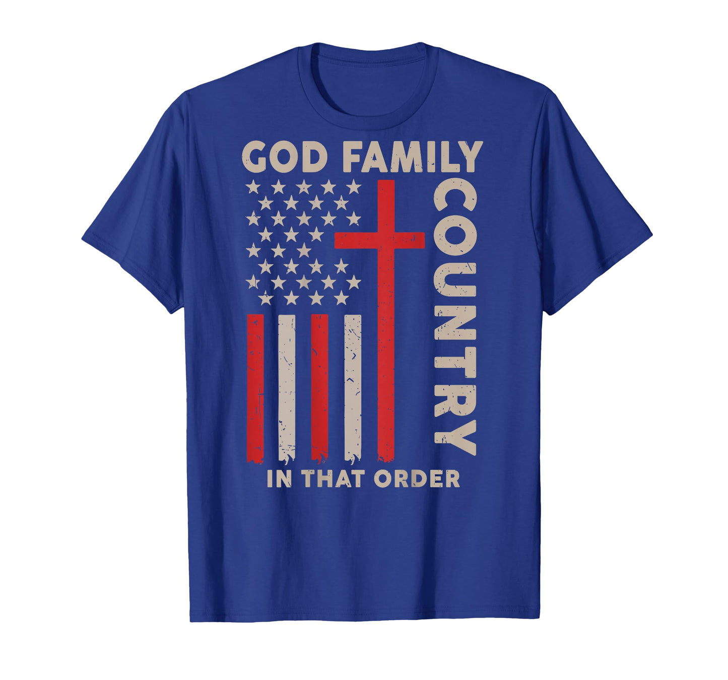 On-Back God Family Country in That Order Christian Patriotic T-Shirt