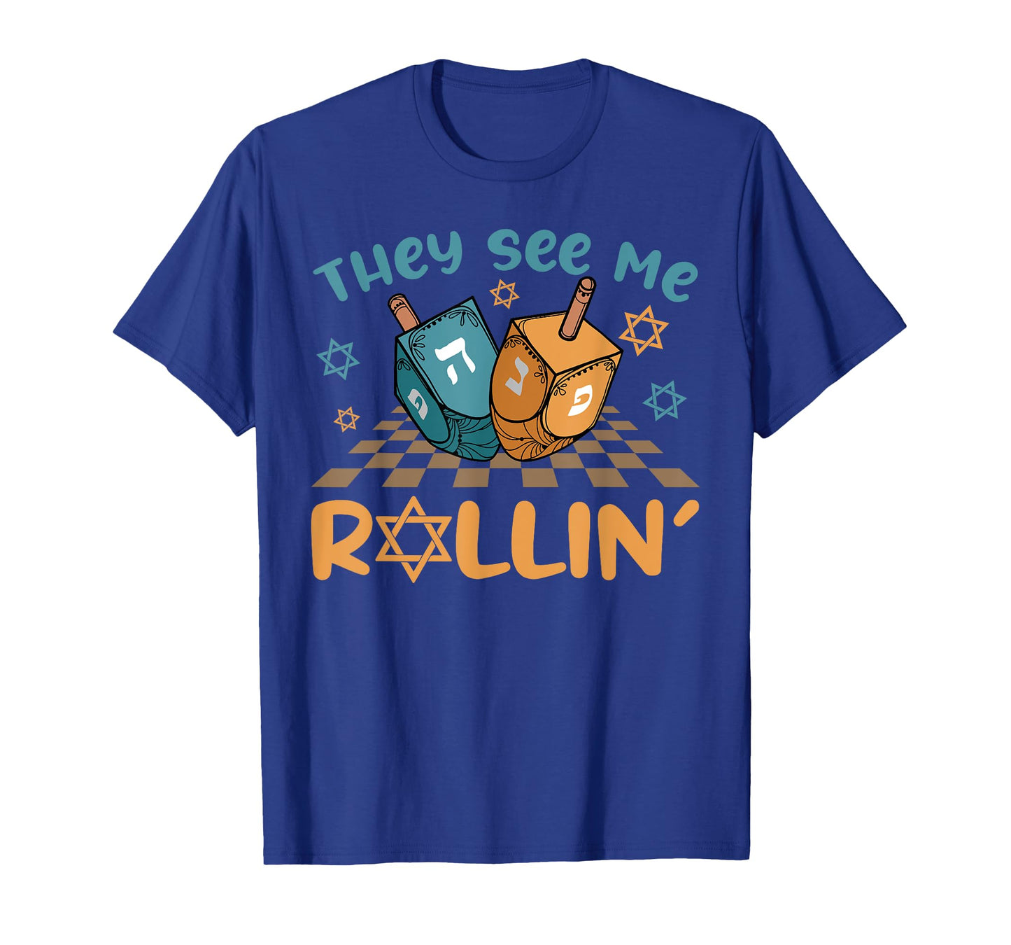 Groovy They See Me Rollin' Hanukkah 2024 Dreidel Game Jewish T-Shirt