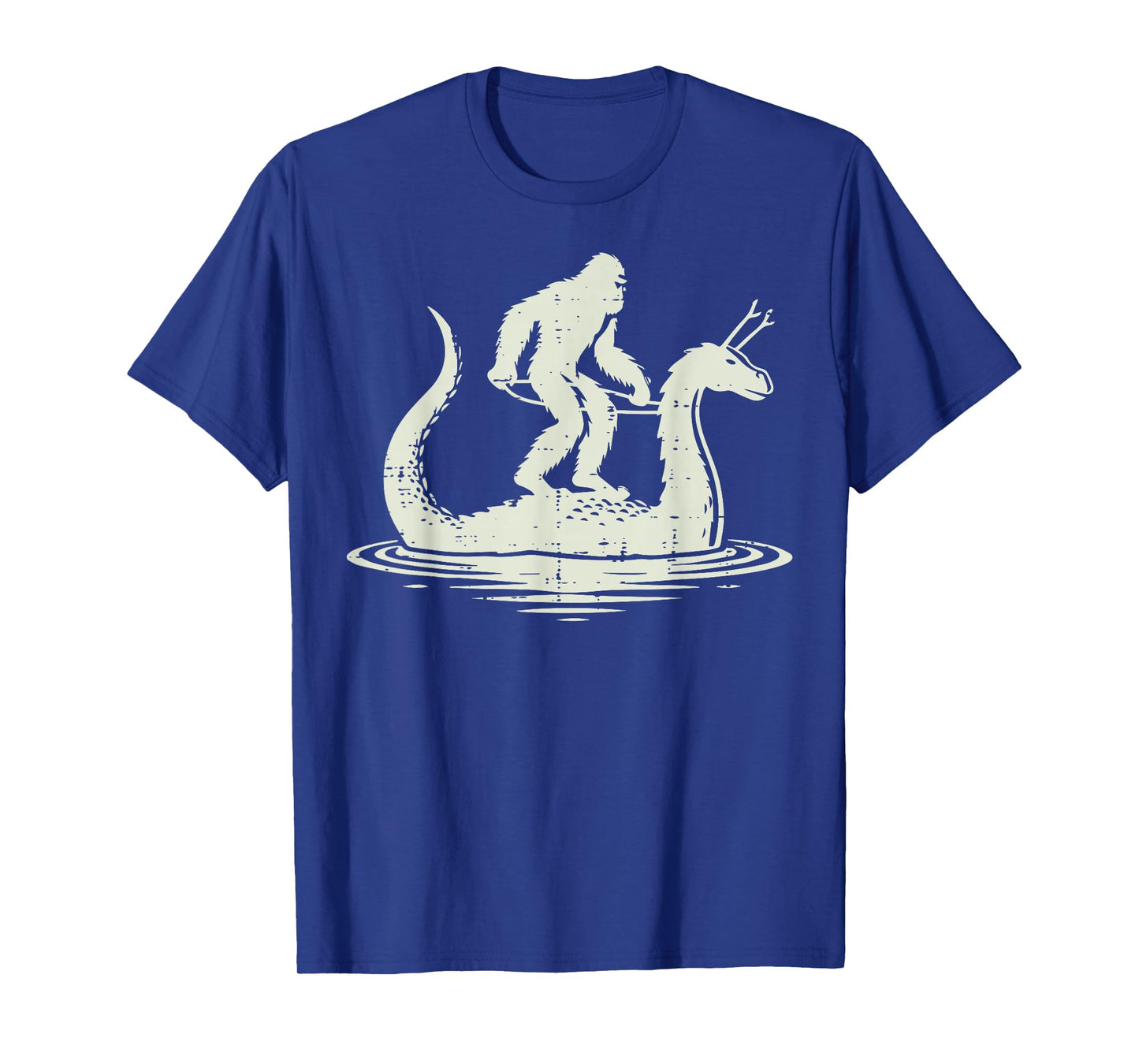 Bigfoot Riding Loch Ness Fun Sasquatch Nessie Women Men Kids T-Shirt