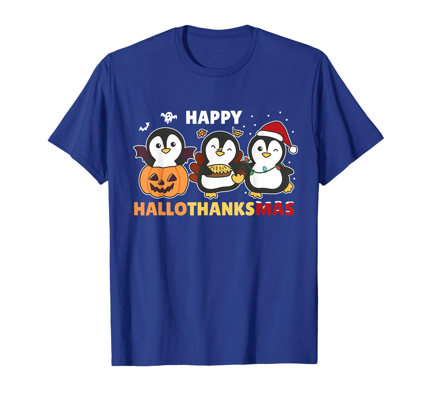 Penguin Christmas Halloween Costume Happy Hallothanksmas T-Shirt