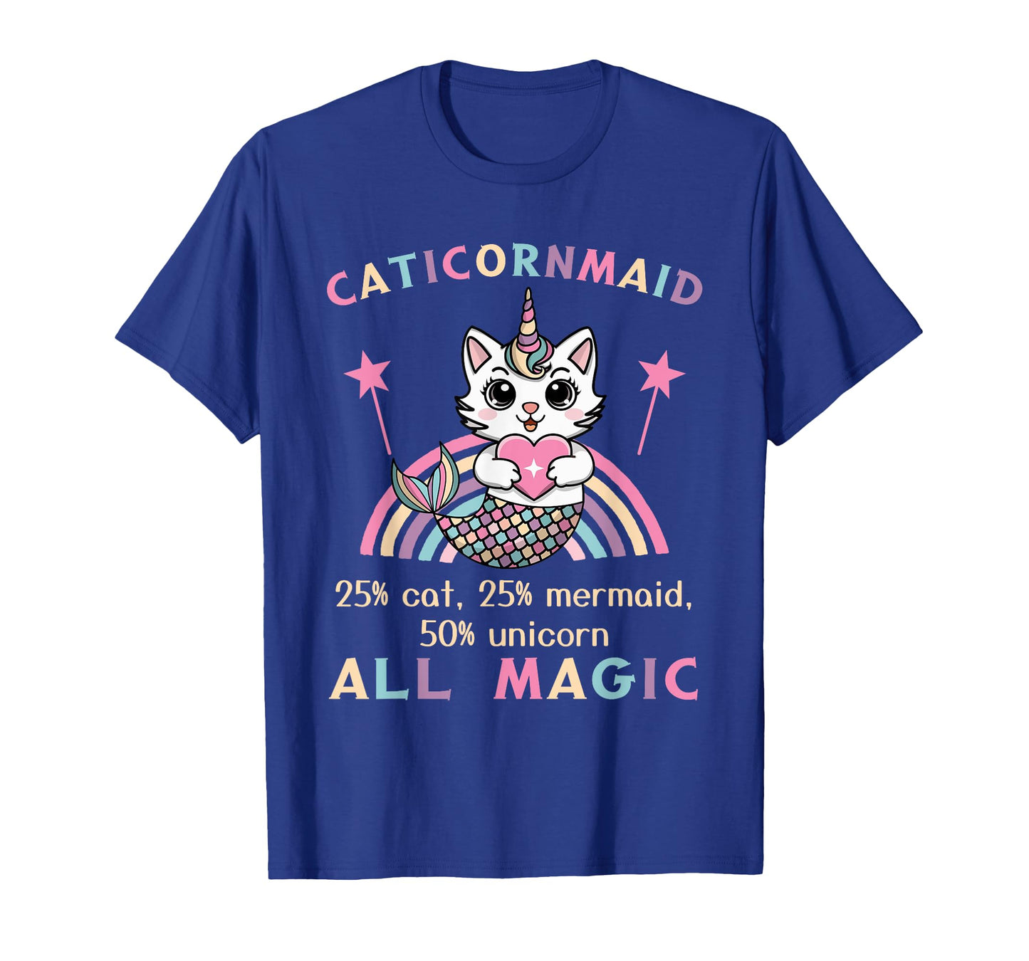 Caticorn Mermaid 50% Unicorn Cat Cute Girls Meowgical Theme T-Shirt